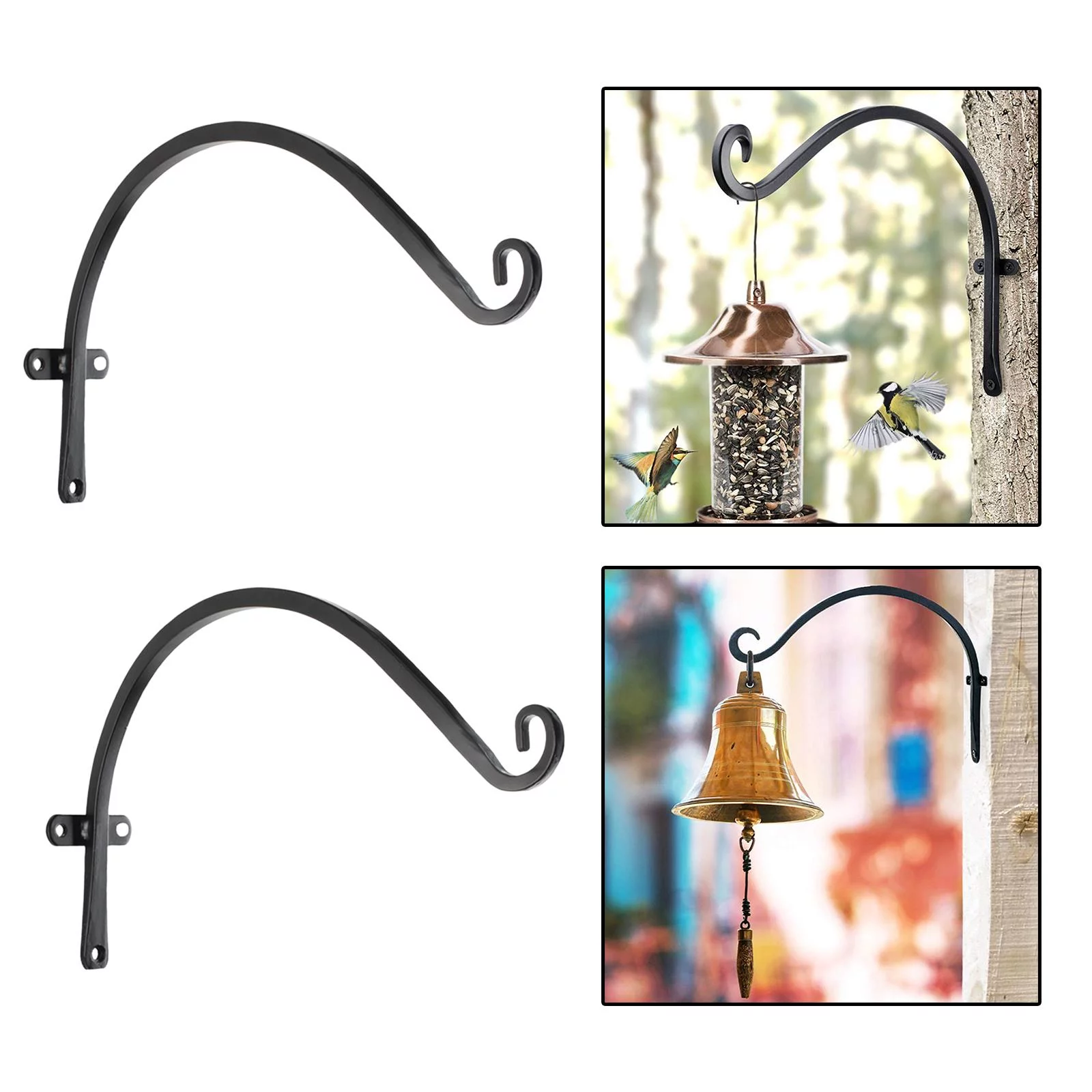2 Wall Hanging Plant Bracket Hook, Outdoor Indoor Plant Hanger, for Hanging Bird Feeders, Planters, , Wind Chimes, Wall Brackets