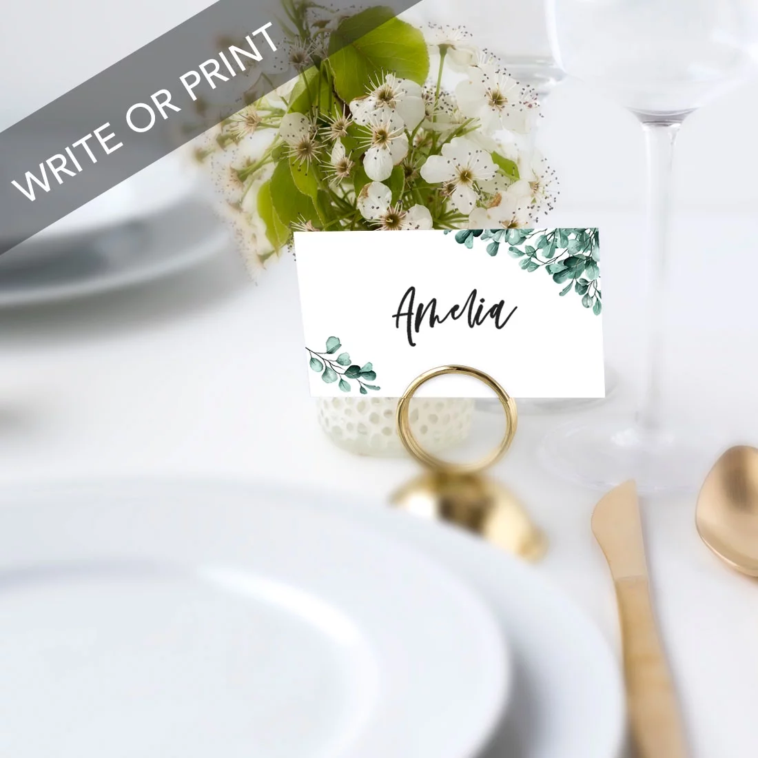 Koyal Wholesale Silver Dollar Eucalyptus Place Cards for Wedding Party Tables, Seating Place Cards for Holders, 60 Pack