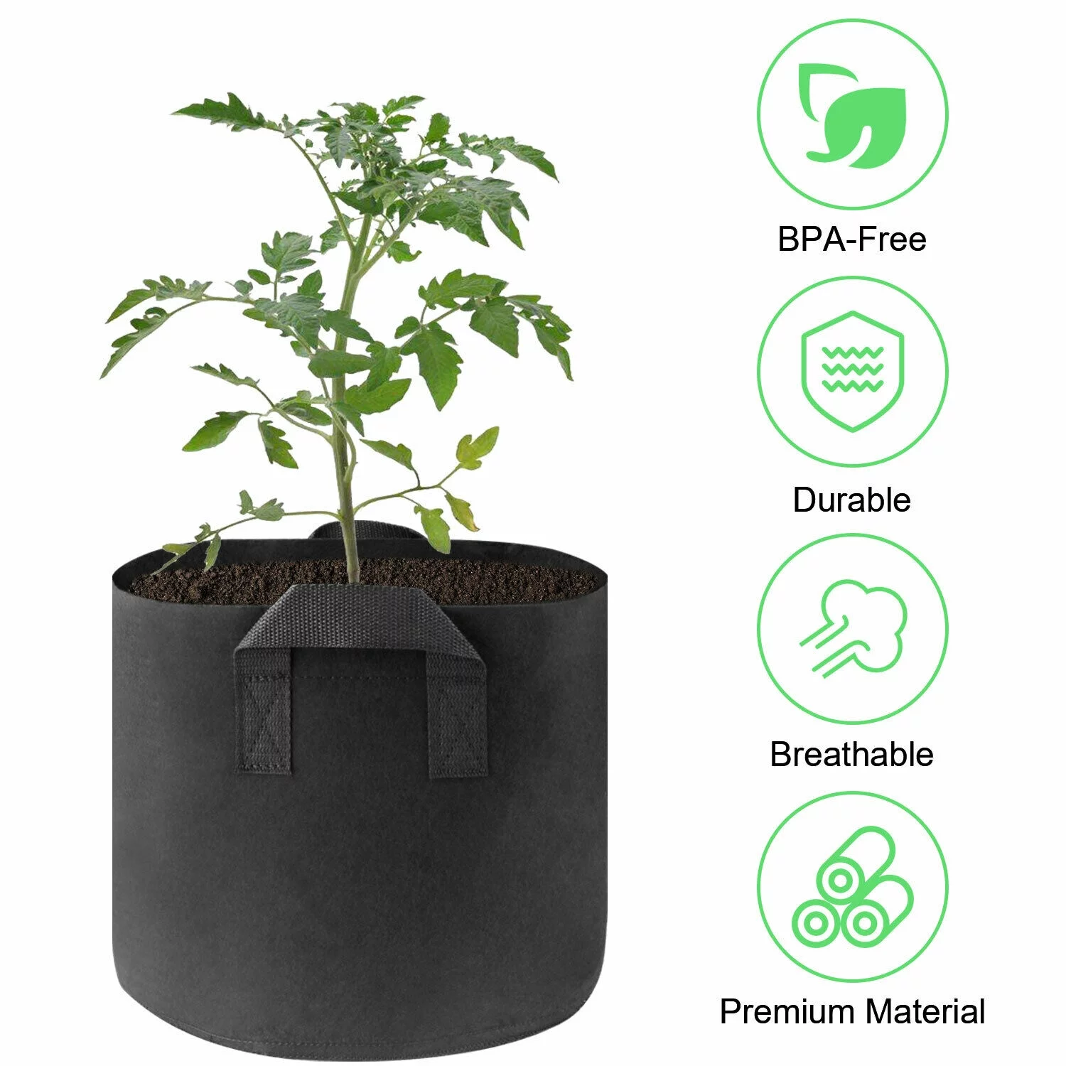 ZARLBOL 10 Pack 2 Gallon Plant Grow Bags, Heavy Duty Nonwoven Plant Fabric Pots with Handles