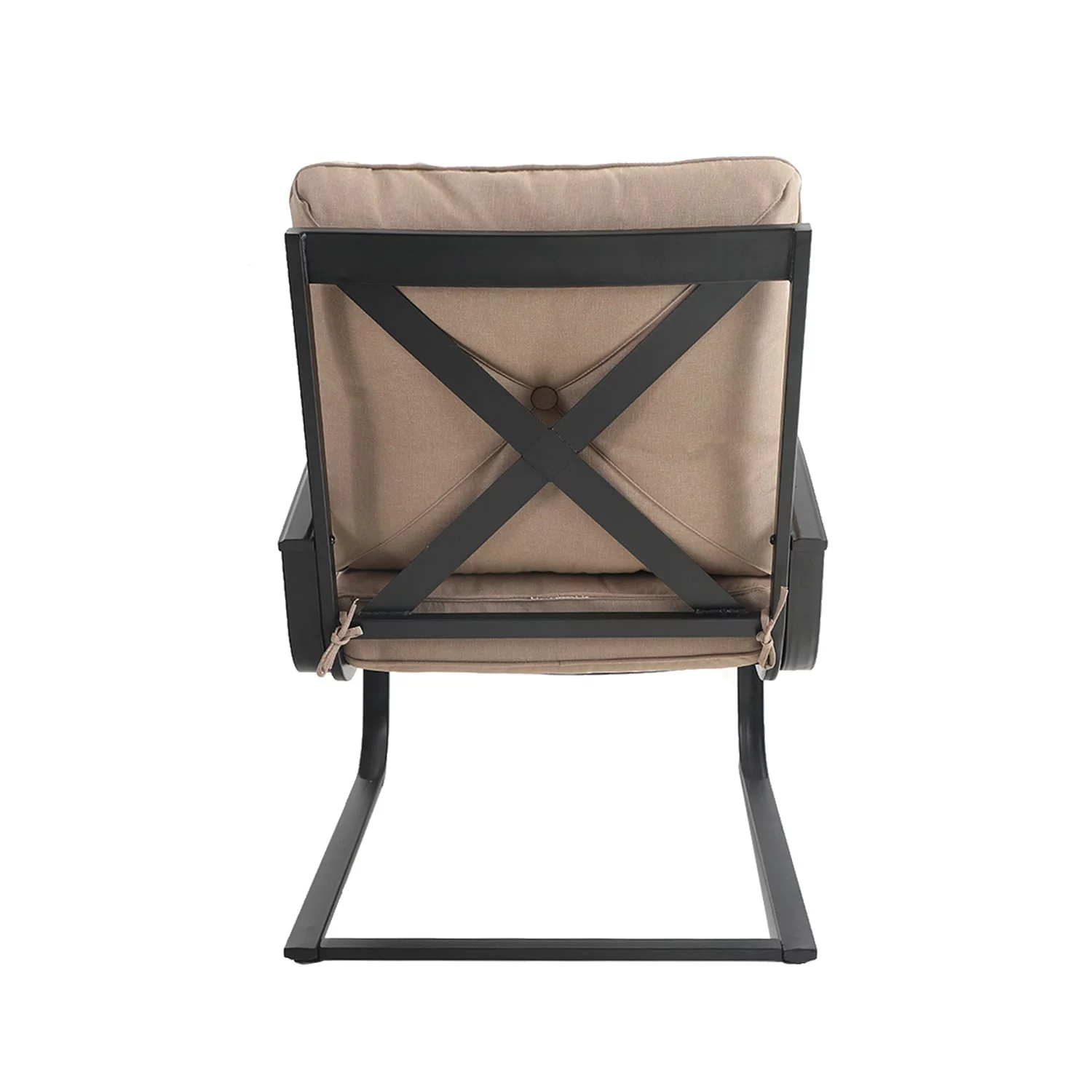 7-Piece Patio Dining Set 6 Piece Cushioned Spring Motion Dining Chair with Armrest & 1 Patio Dining Table Beige 7-Piece Sets