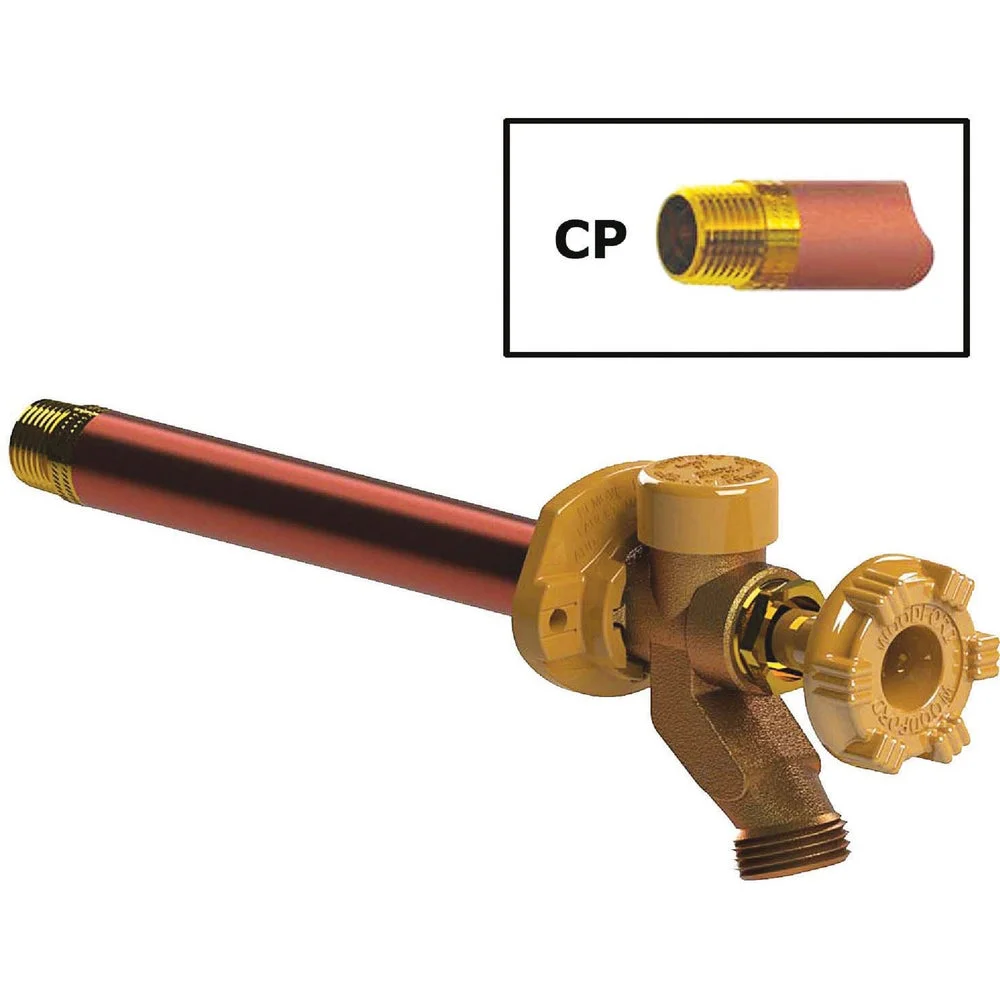 1 PK, Woodford 17CP-8-MH-Woodford 1/2 In. SWT x 1/2 In. MIP x 3/4 In. MHT x 8 In. Brass Anti-Siphon Frost Free Wall Hydrant