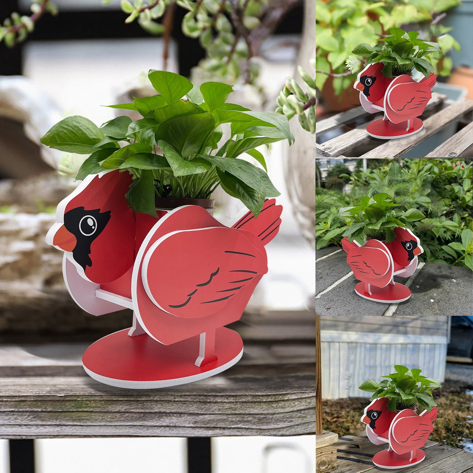 SIfdSeng Garden Red Bird Cute Animal Flower Pot Flower Pot Storage Container Red Bird Flower Pot Garden Pet Red Bird Storage Pot Decorative Ornament Animal Shaped Flower Pot 667