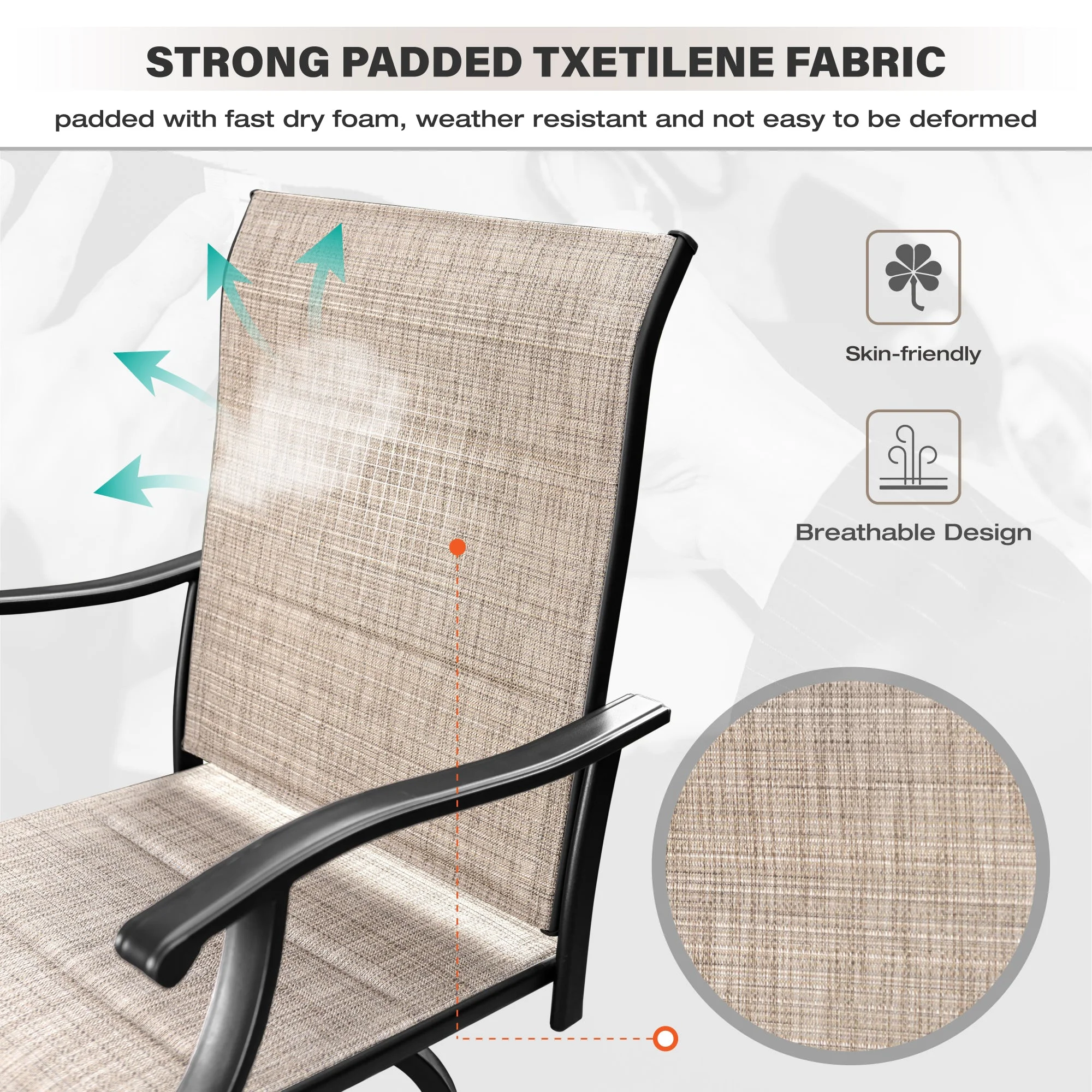 Sophia & William 3 Piece Outdoor Bar Set Patio Bar Height Swivel Padded Chairs and Table Bistro Set