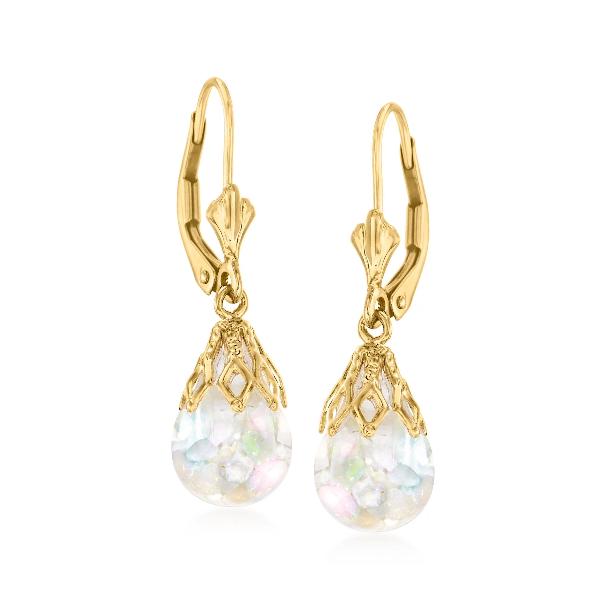 Ross-Simons Floating Opal Drop Earrings in 14kt Yellow Gold, Women's, Adult