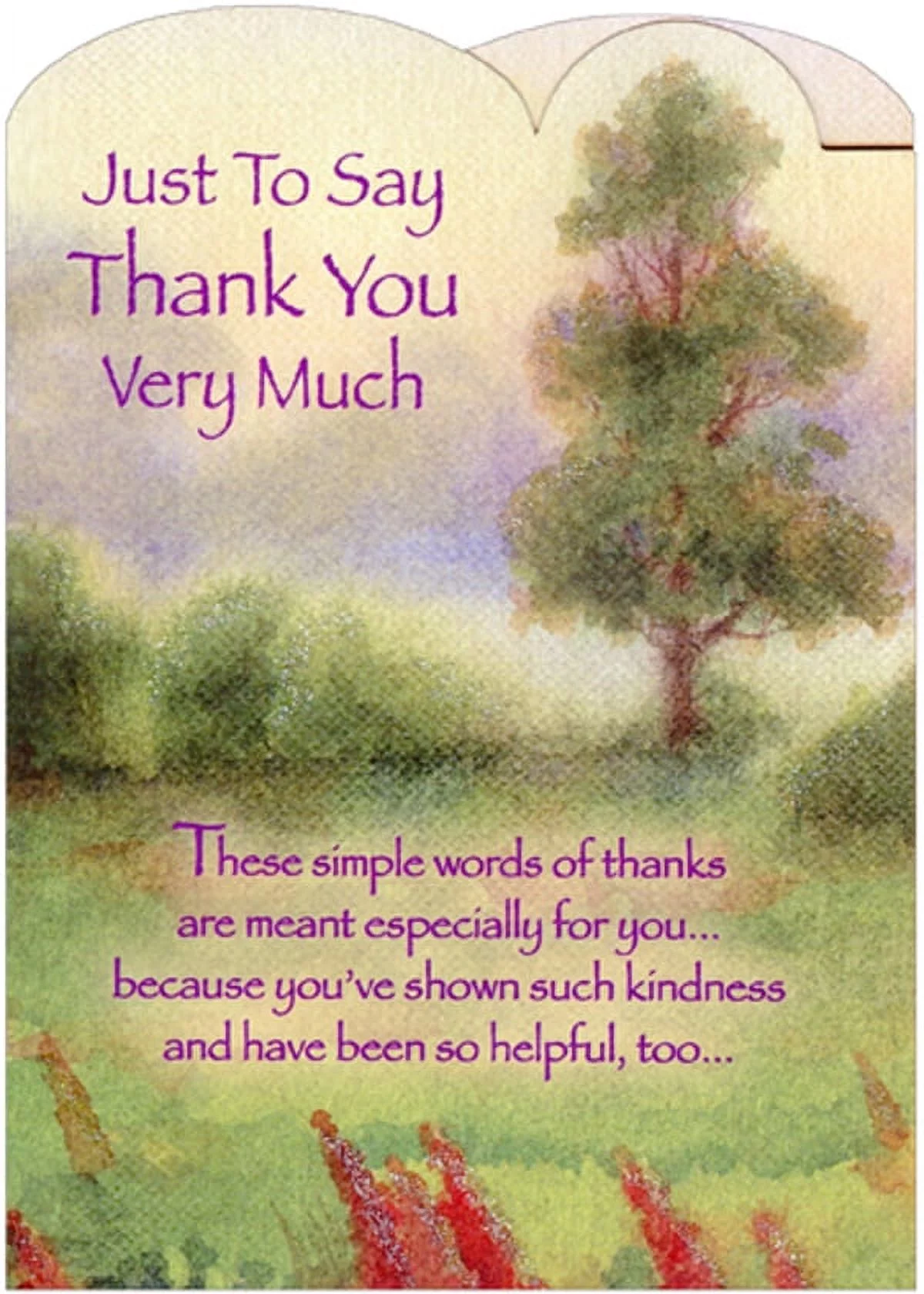 Designer Greetings Just to Say : Watercolor Evergreen Tree Die Cut Z-Fold Thank You Card