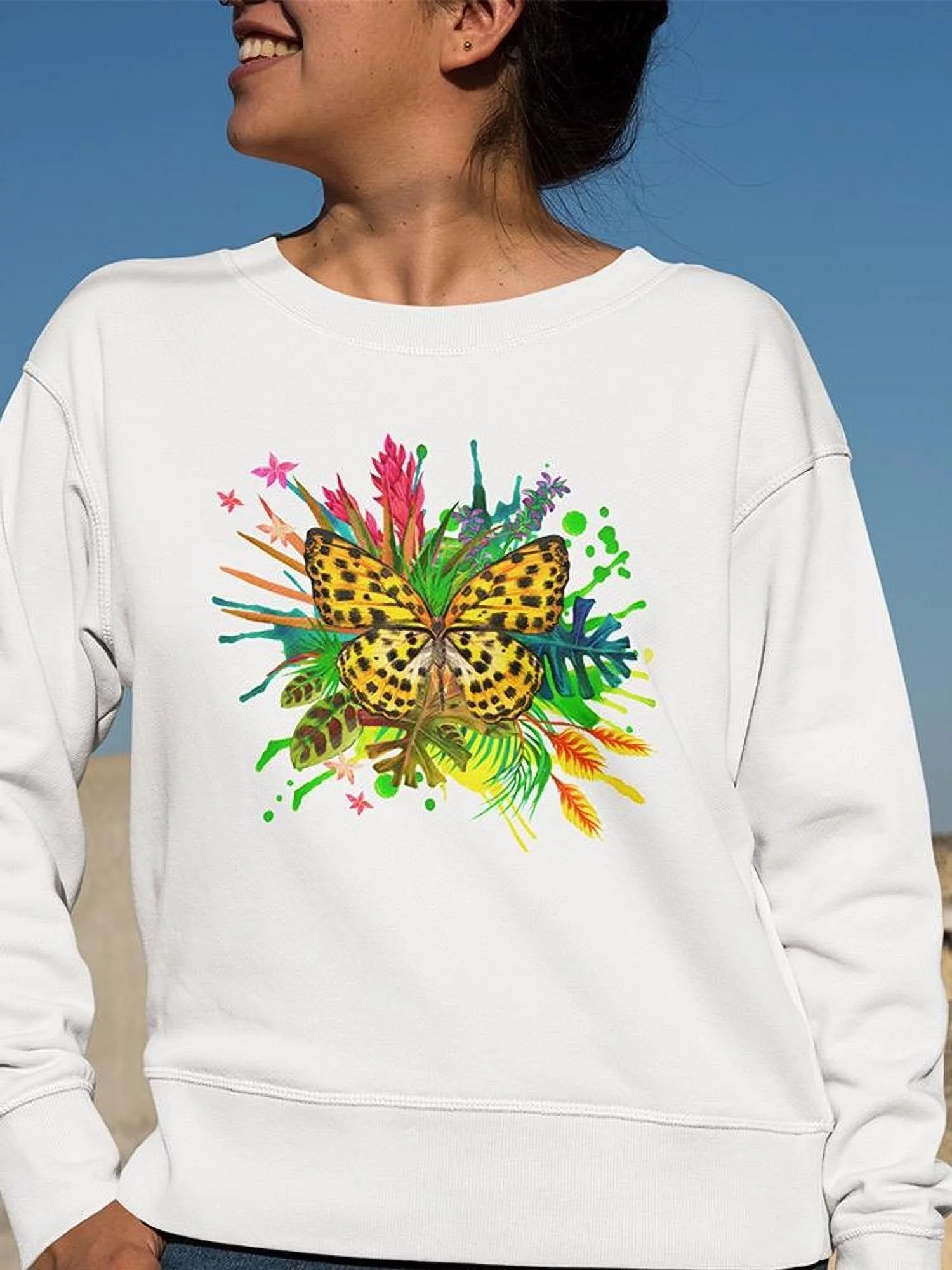 Butterfly, Watercolors. Sweatshirt Women -Image by Shutterstock, Female Small