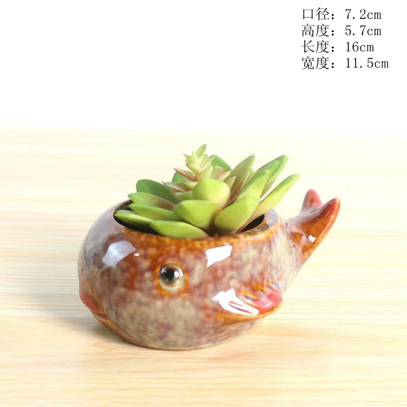 Ceramic Succulent Planter with Kiln-fired Glaze - Animal-themed Succulent Plant Pot