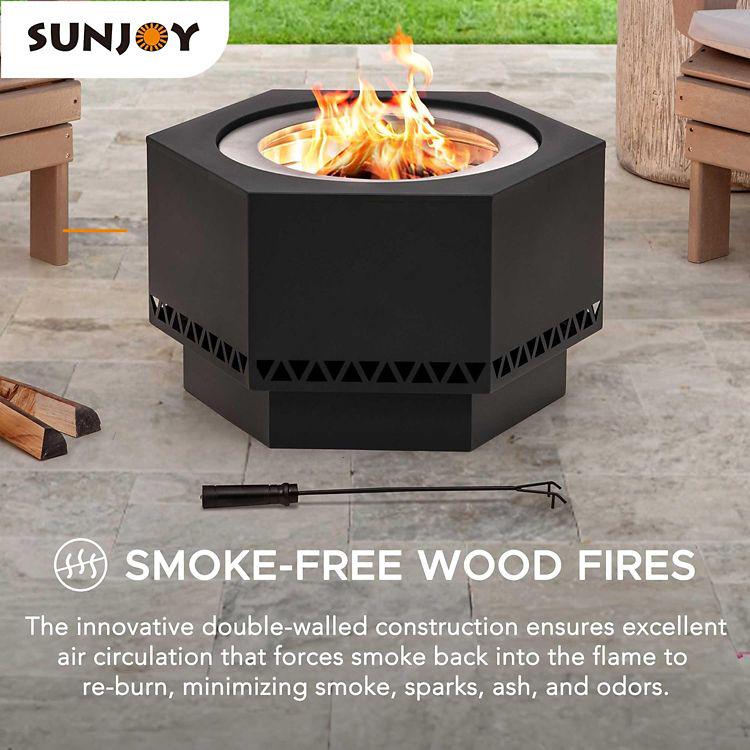 Sunjoy 26 in. Smokeless Fire Pit w/PVC Cover and Fire Poker
