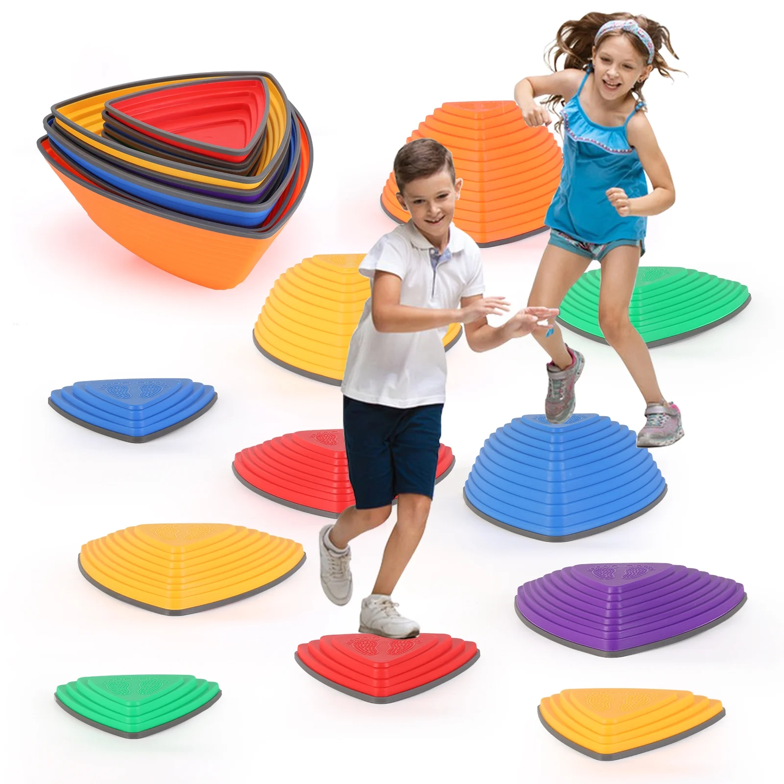Stepping Stones for Kids, 11 PCS Sets for Balance with Non-Slip Bottom，Indoor or Outdoor Play Toddler Obstacle Course Promoting Coordination