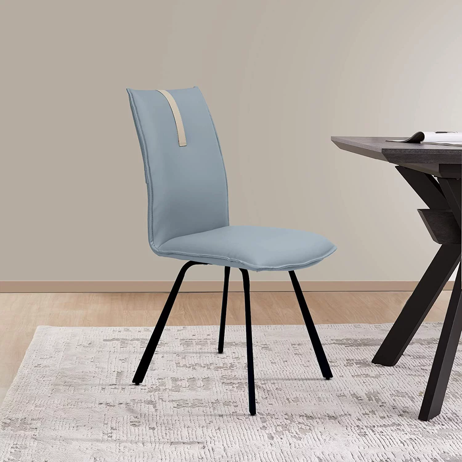 Dining Room Table Set 6-8 Person Kitchen Table and Chairs Modern Extendable Dining Table with 8 Leather Upholstered Dining Chairs (Table + 8 Black Chairs)