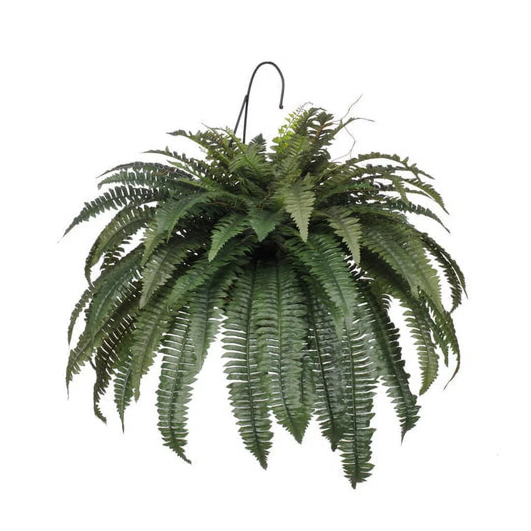 House of Silk Flowers Artificial Fern in Natural Water Hyacinth Hanging Basket