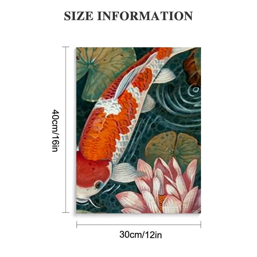 EastSmooth Nine Koi Fish Wall Art Animal Wall Decor Canvas Prints Lotus Pond Koi Fish Artwork Koi Fish Lotus Pond Pictures Prints Posters for Living Room, Bedroom, Office