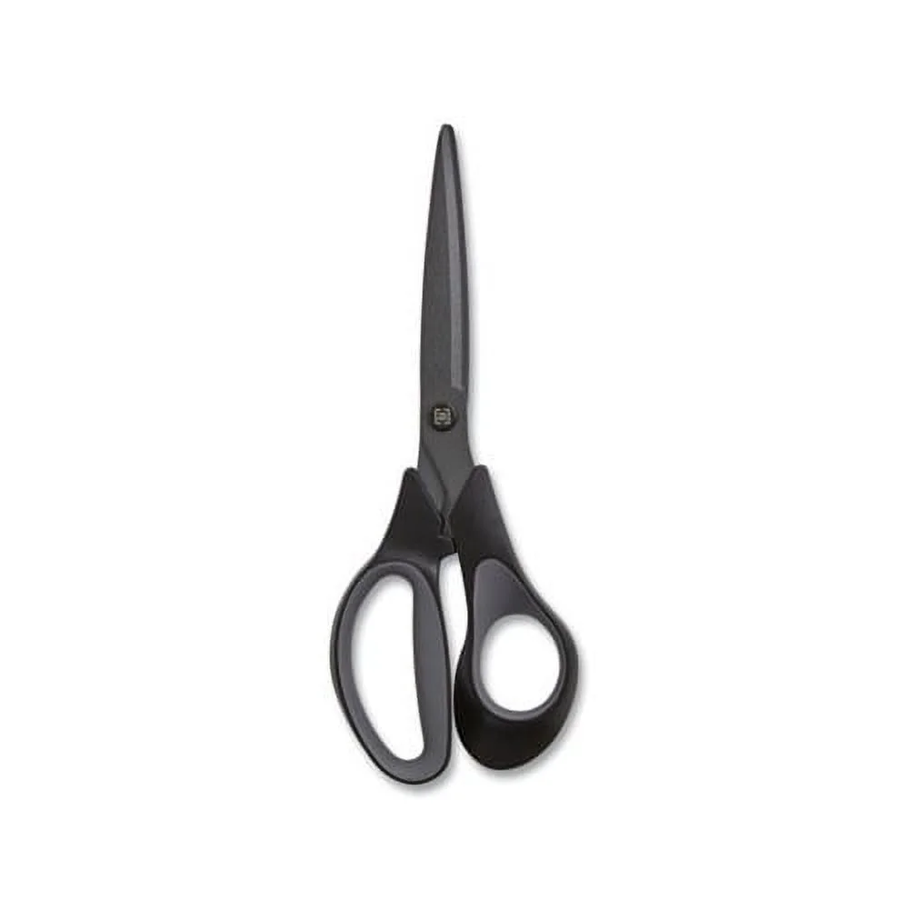Non-Stick Titanium-Coated Scissors 8" Long, 3.86" Cut Length, Charcoal Black Blades, Black/Gray Straight Handle