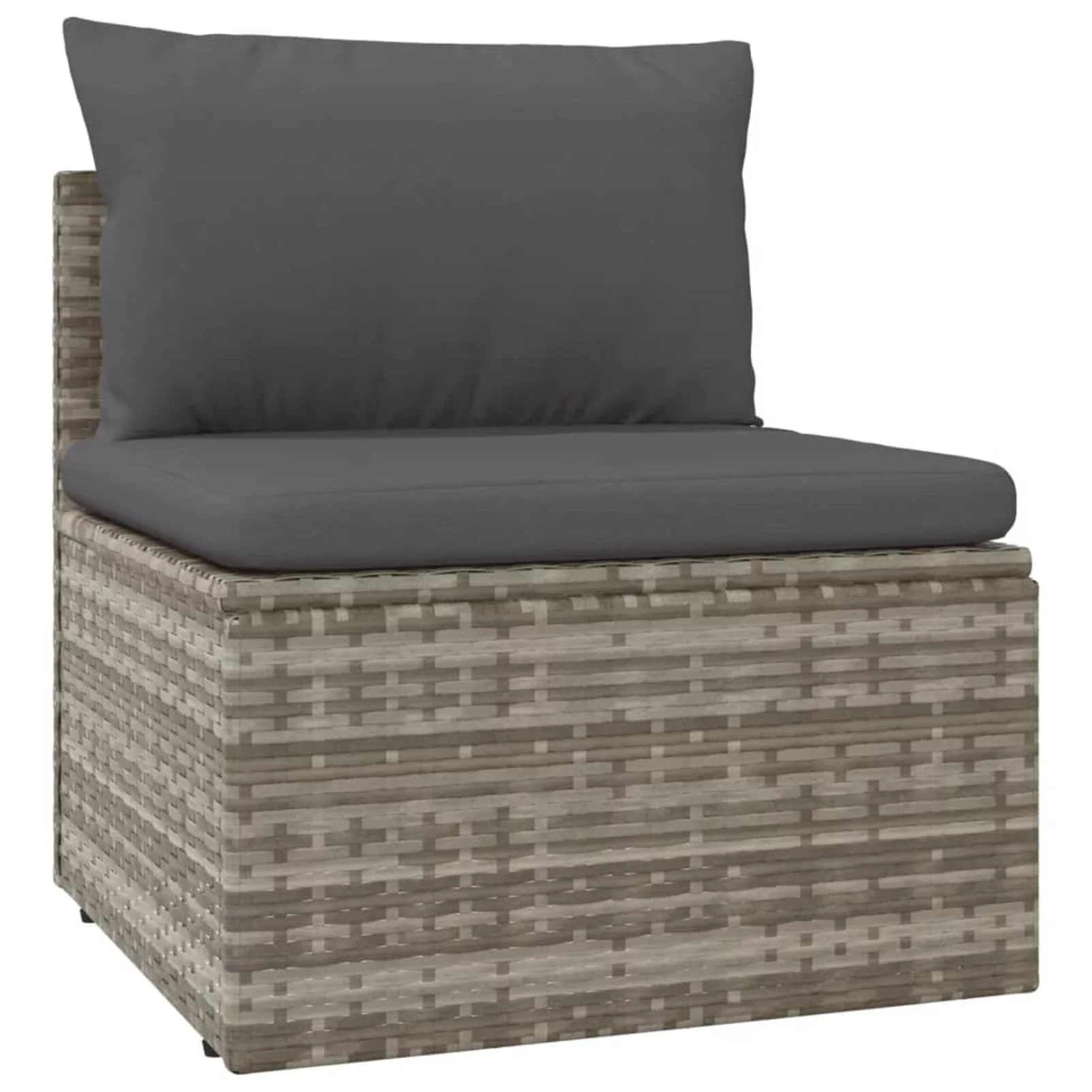Andoer 8 Piece Patio Set with Cushions Gray Poly Rattan