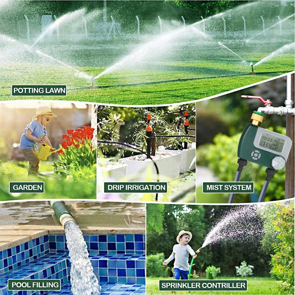 Battery Operated Automatic Watering Sprinkler System Irrigation Controller Programmable Digital Hose Faucet Timer with 2 Outlet