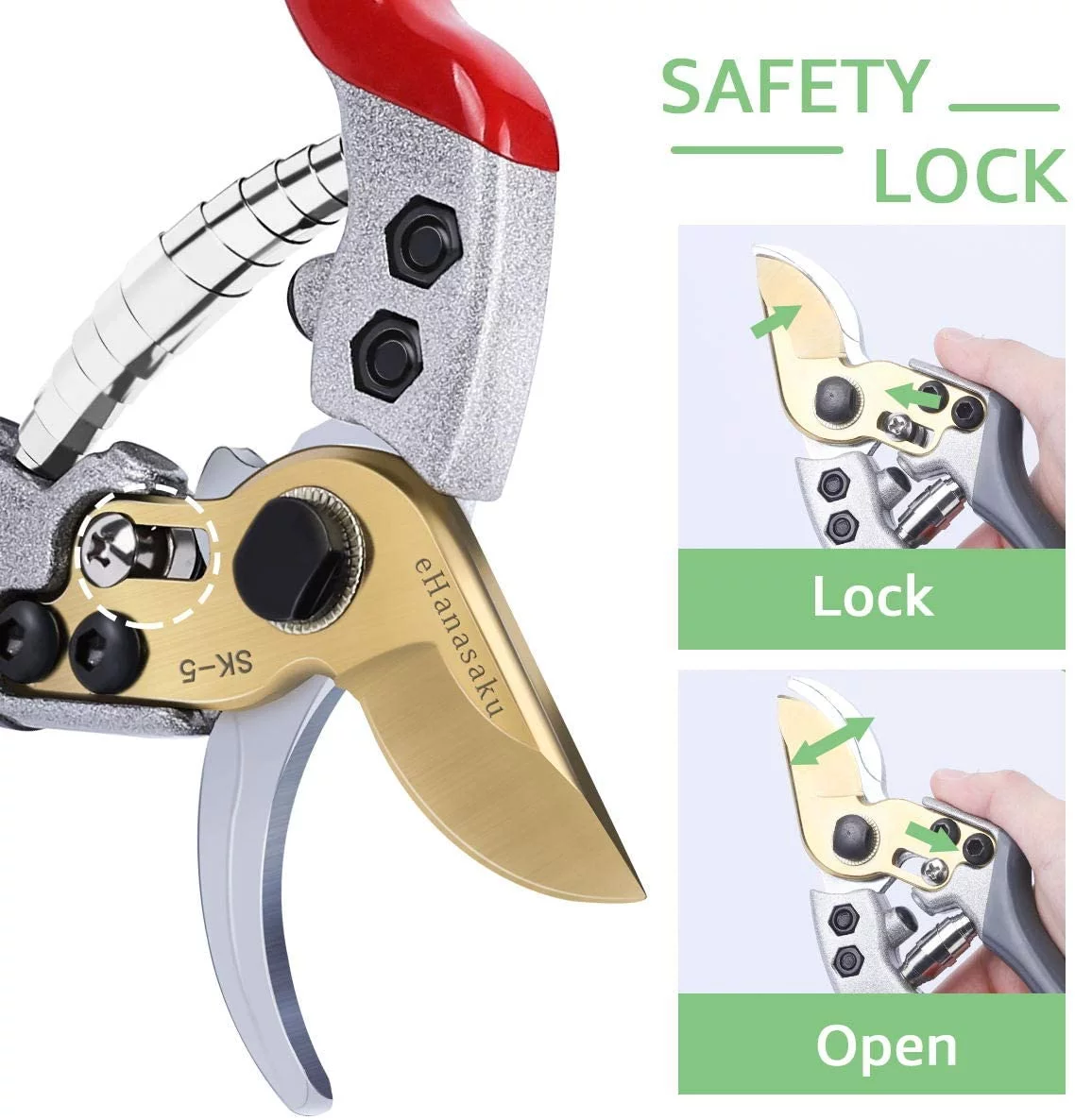 Pruning Shears  Durable Garden Shears with SK5 Steel Blades and Soft-Grip Handle Heavy Duty Plant Flower Tree Branch Cutter Ratchet Pruning Shears Grafting Garden Tool