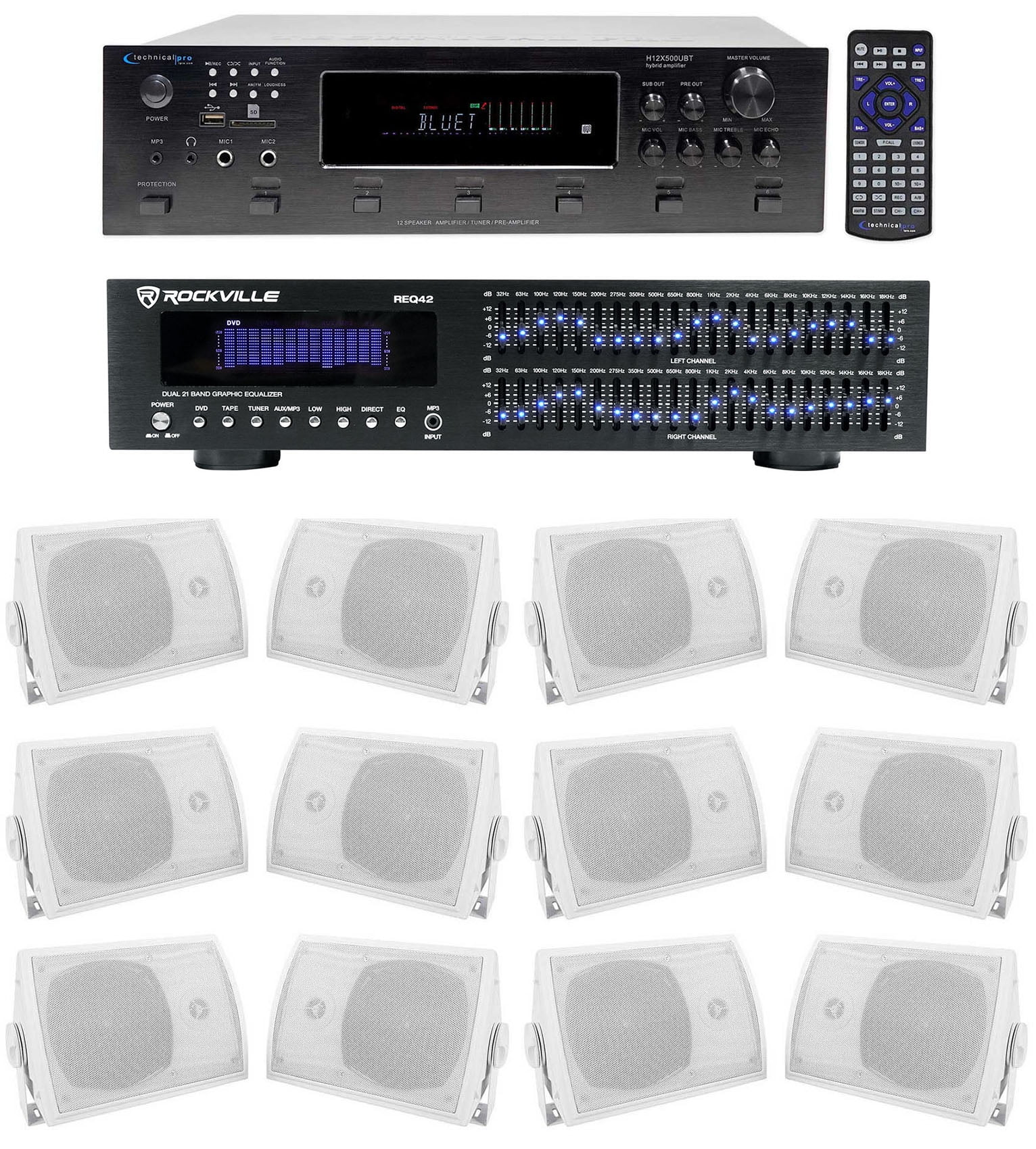 Technical Pro 6000w 6-Zone Home Theater Bluetooth Receiver+12) 5.25