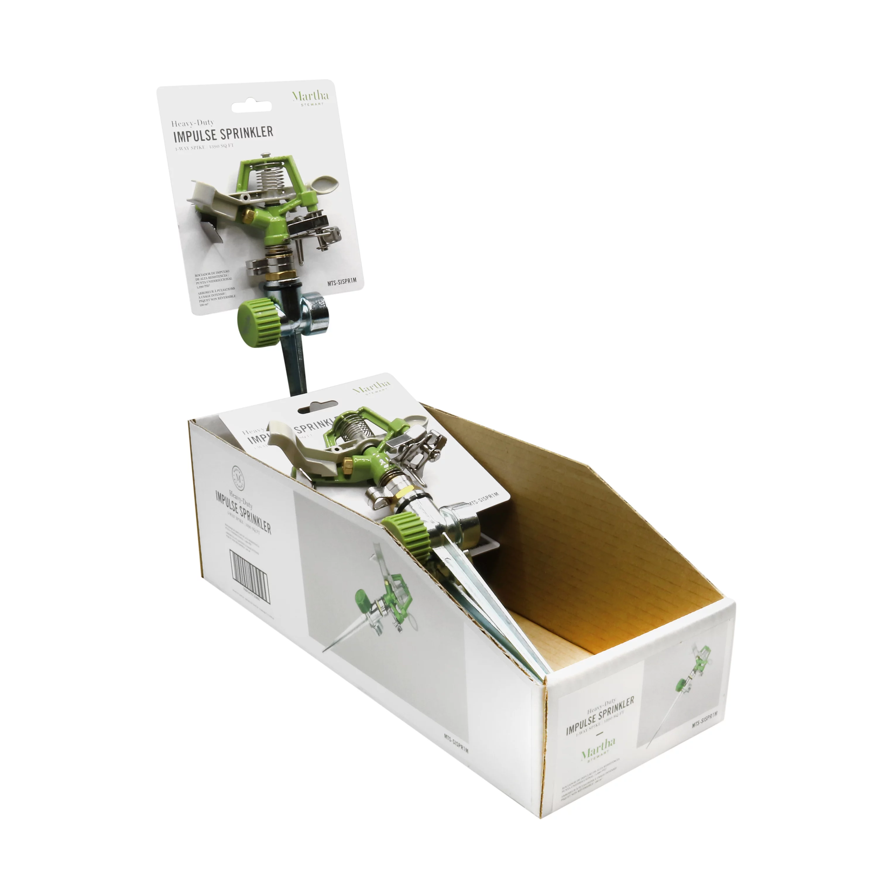 Martha Stewart MTS-SISPR1M Heavy-Duty Metal Impulse Sprinkler with Durable Zinc Alloy Spike,1390 sq ft Max Coverage