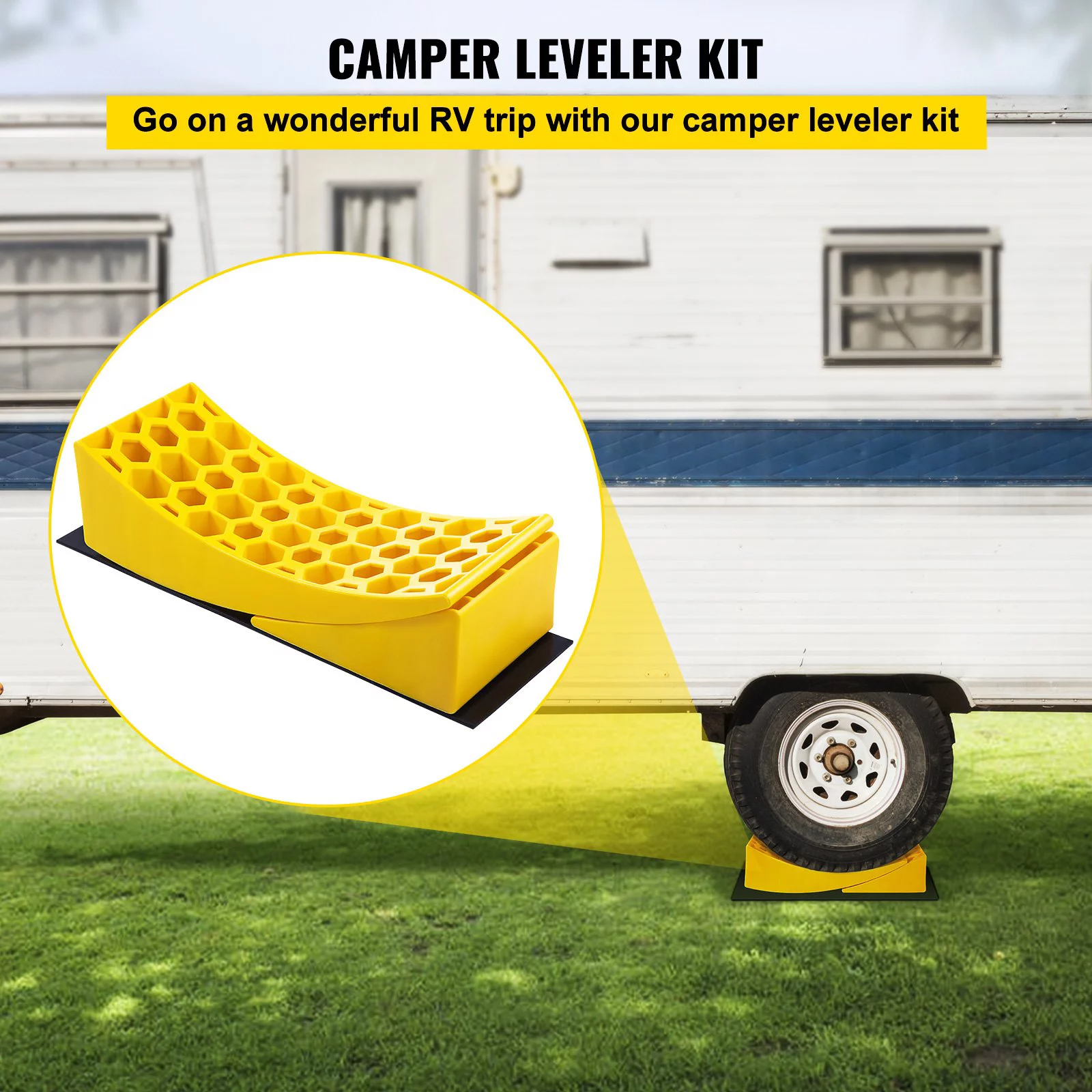 2 Pack RV Leveling Blocks - Fast and Precise Camper Trailer Leveling (35000 lbs Capacity)