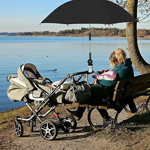 32 Inch UV Protection Beach Chair Umbrella, Water Proof Chair Umbrella with Clamp, Universal Regulable Beach Chair Umbrella for Beach Chair Stroller Wheelchair Patio