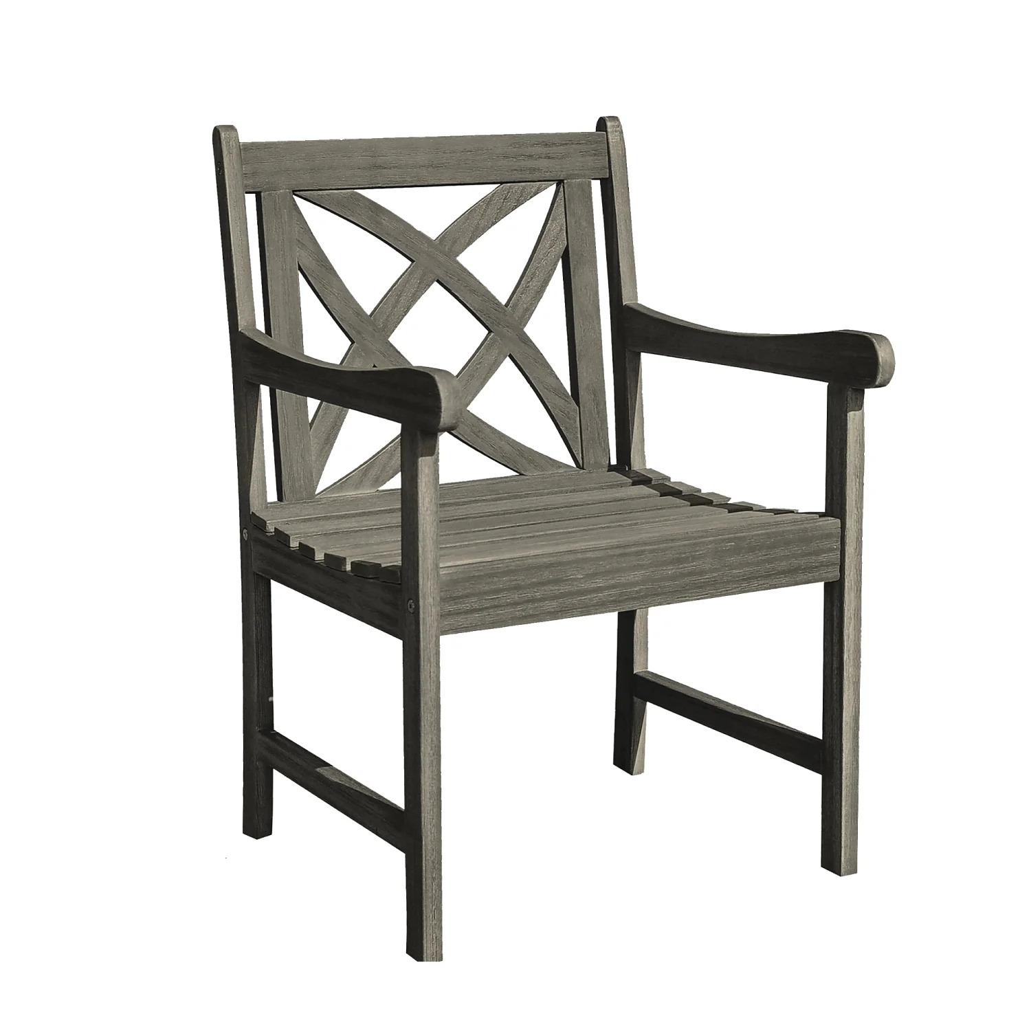 TJCGDTY Heraldo Grey-washed Farmhouse Wood Patio Armchair