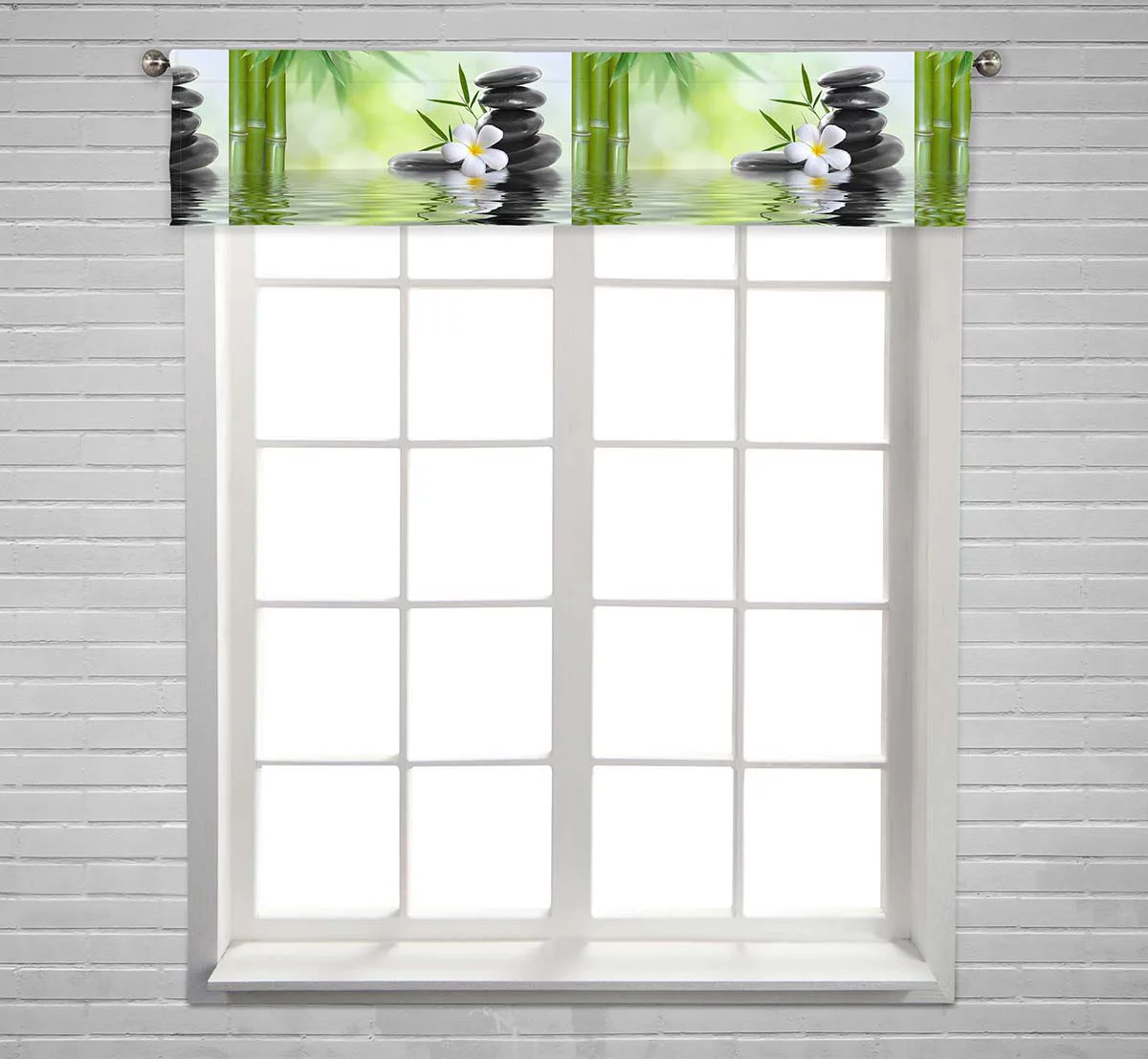 PKQWTM Spa Concept Zen Basalt Stones Window Curtain Valance Rod Pocket 54x12 inch