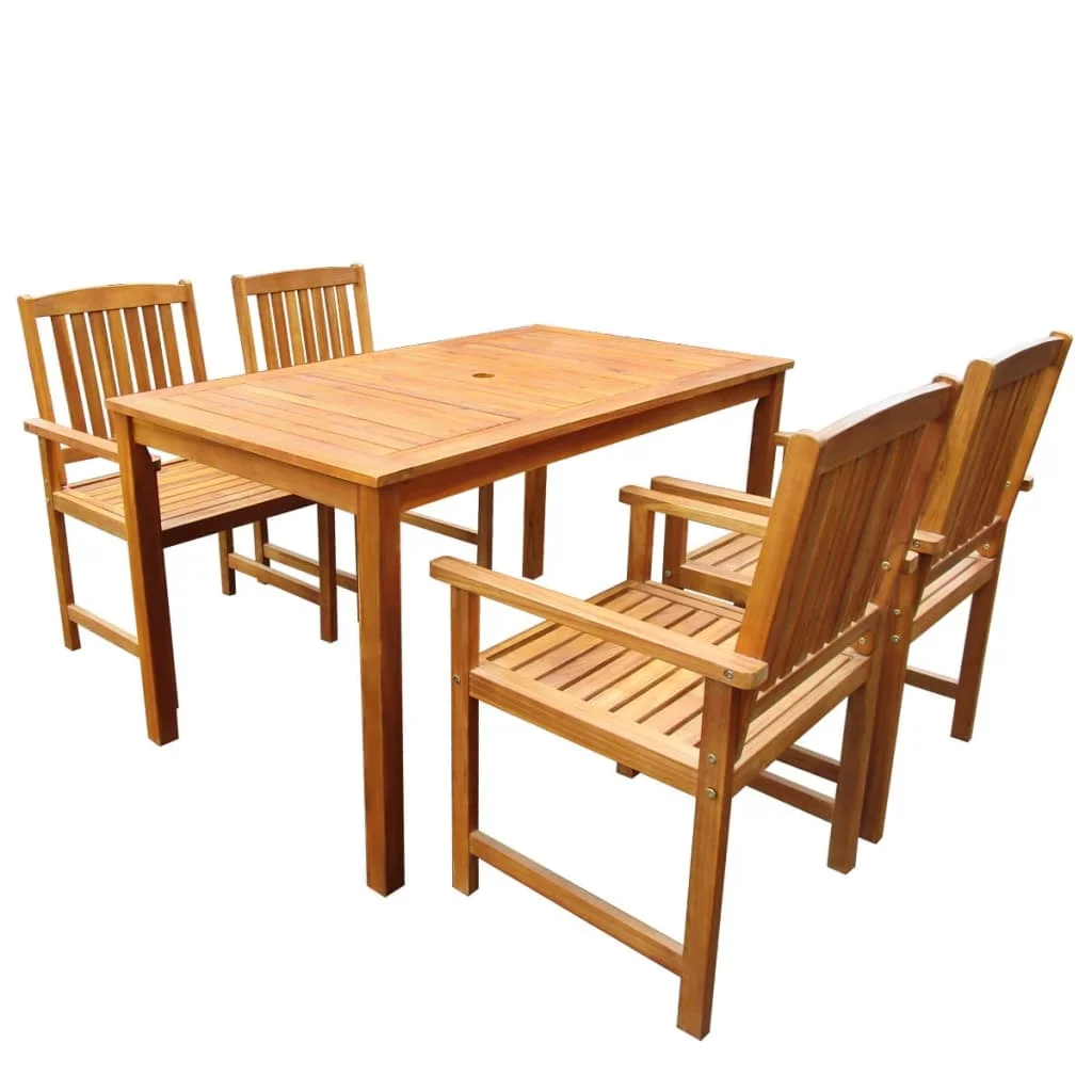 5 Piece Outdoor Dining Set Solid Acacia Wood