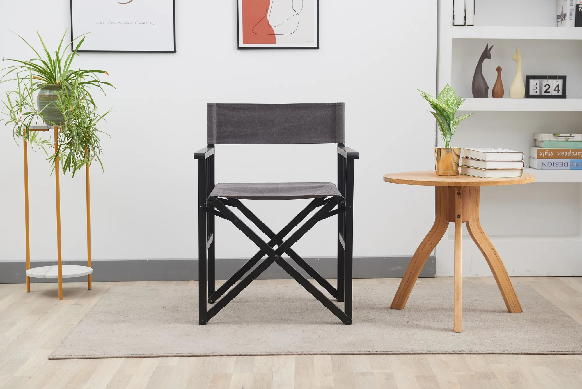 Artlia Folding beach chair High quality outdoor camping chair modern comfortable leisure folding chair(dark grey)