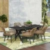 GDF Studio Westara Outdoor Wicker and Aluminum 7 Piece Dining Set with Cushion, Black, Light Brown, and Beige
