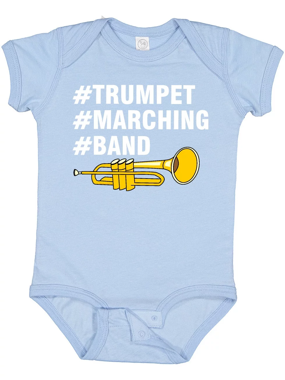 Inktastic #Trumpet #Marching #Band Hashtag White Text Boys or Girls Baby Bodysuit