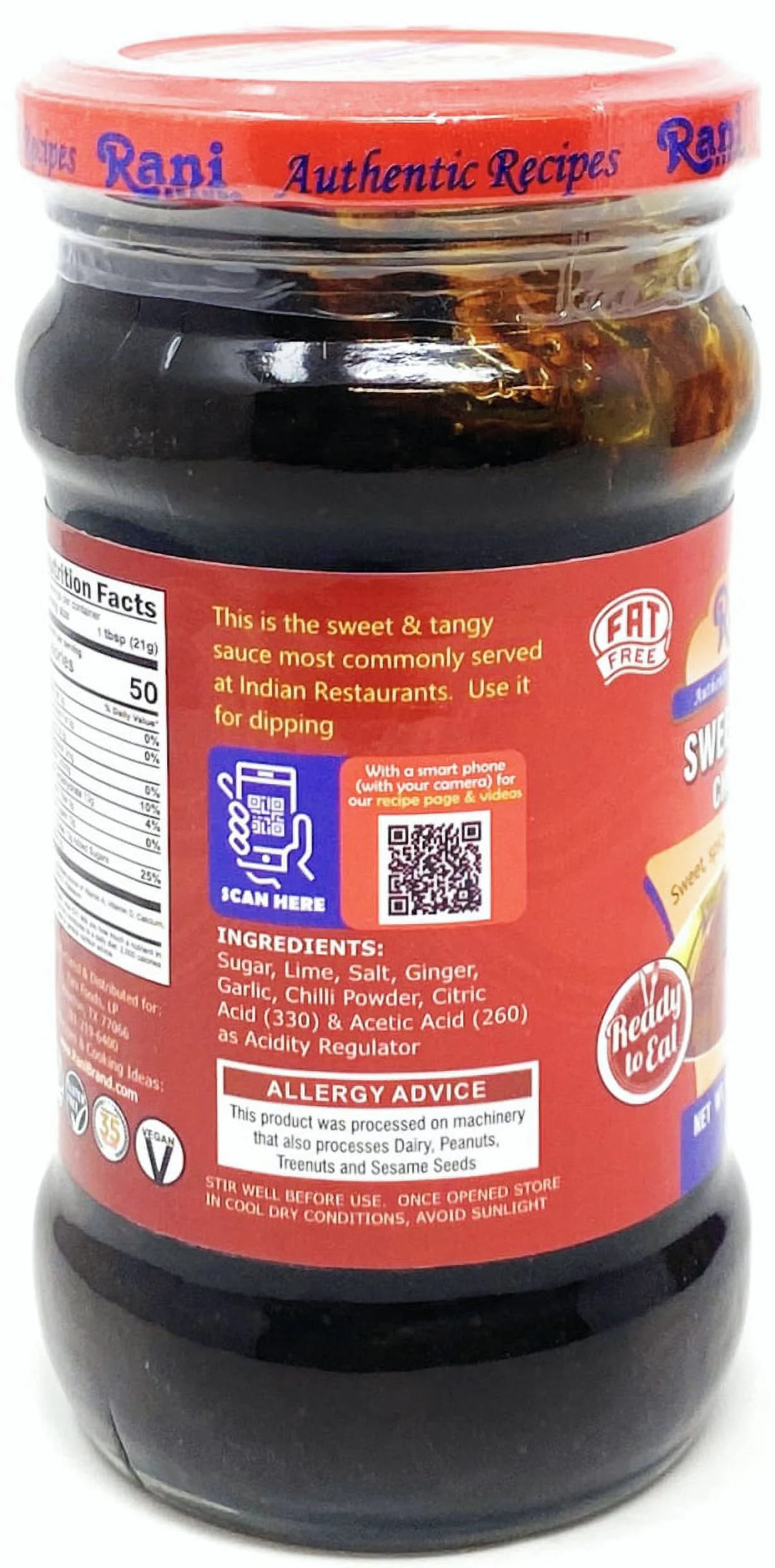 Rani Lime Sweet Mango Chutney (Indian Preserve) 12.5oz (350g) Glass Jar, Ready to eat, Vegan ~ Gluten Free, All Natural, NON-GMO