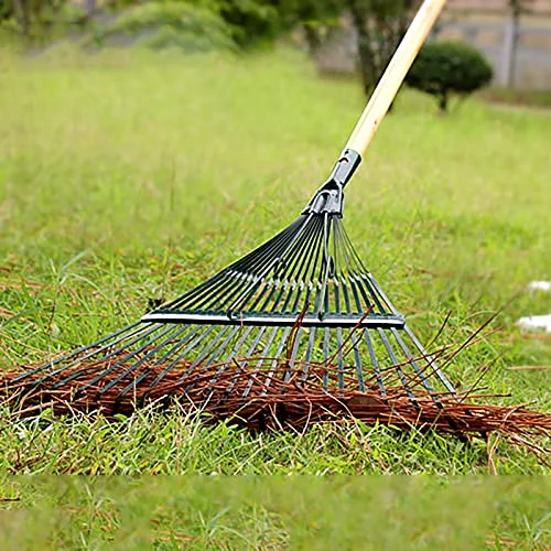 FDSF 42cm Steel Fan Rake Replacement Heavy Rake for Garden Grass Patio Leaves Leaf Lawn 22 Tooth Green