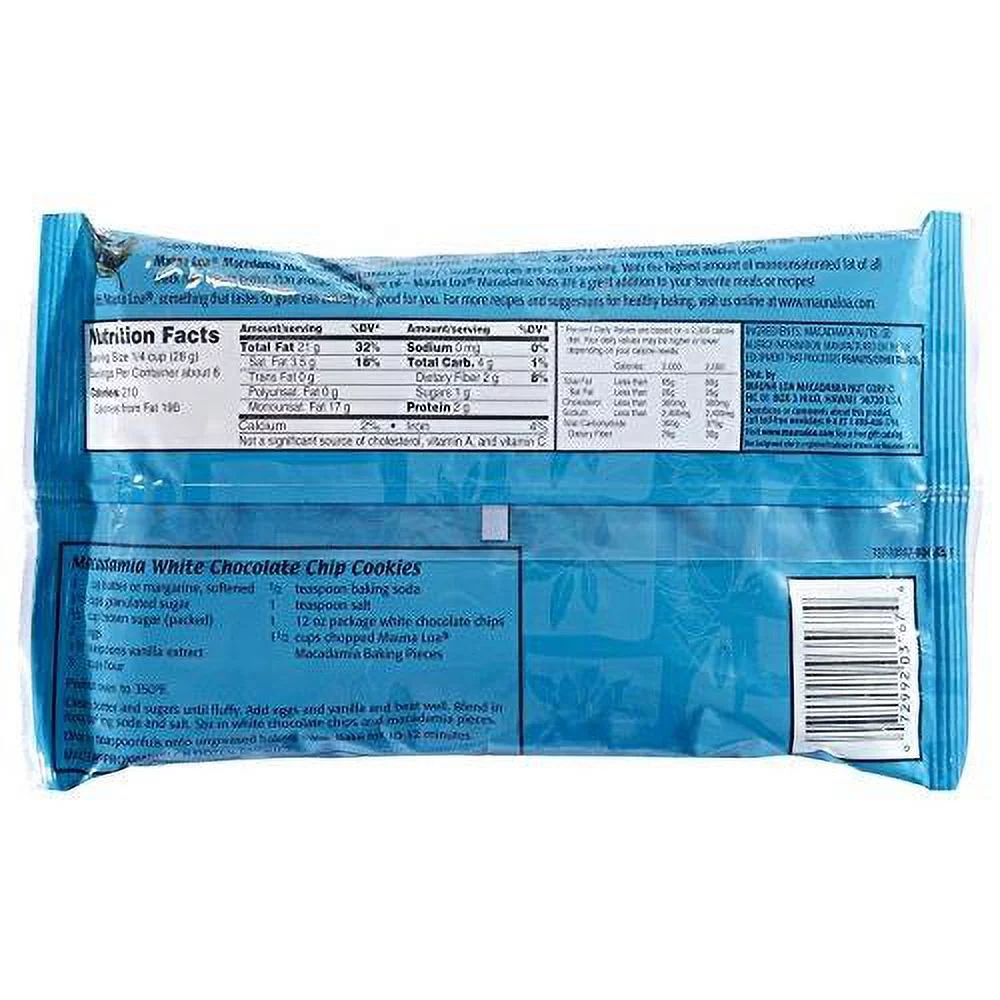 Roasted Unsalted Macadamia Nut Baking Pieces - 6 Oz