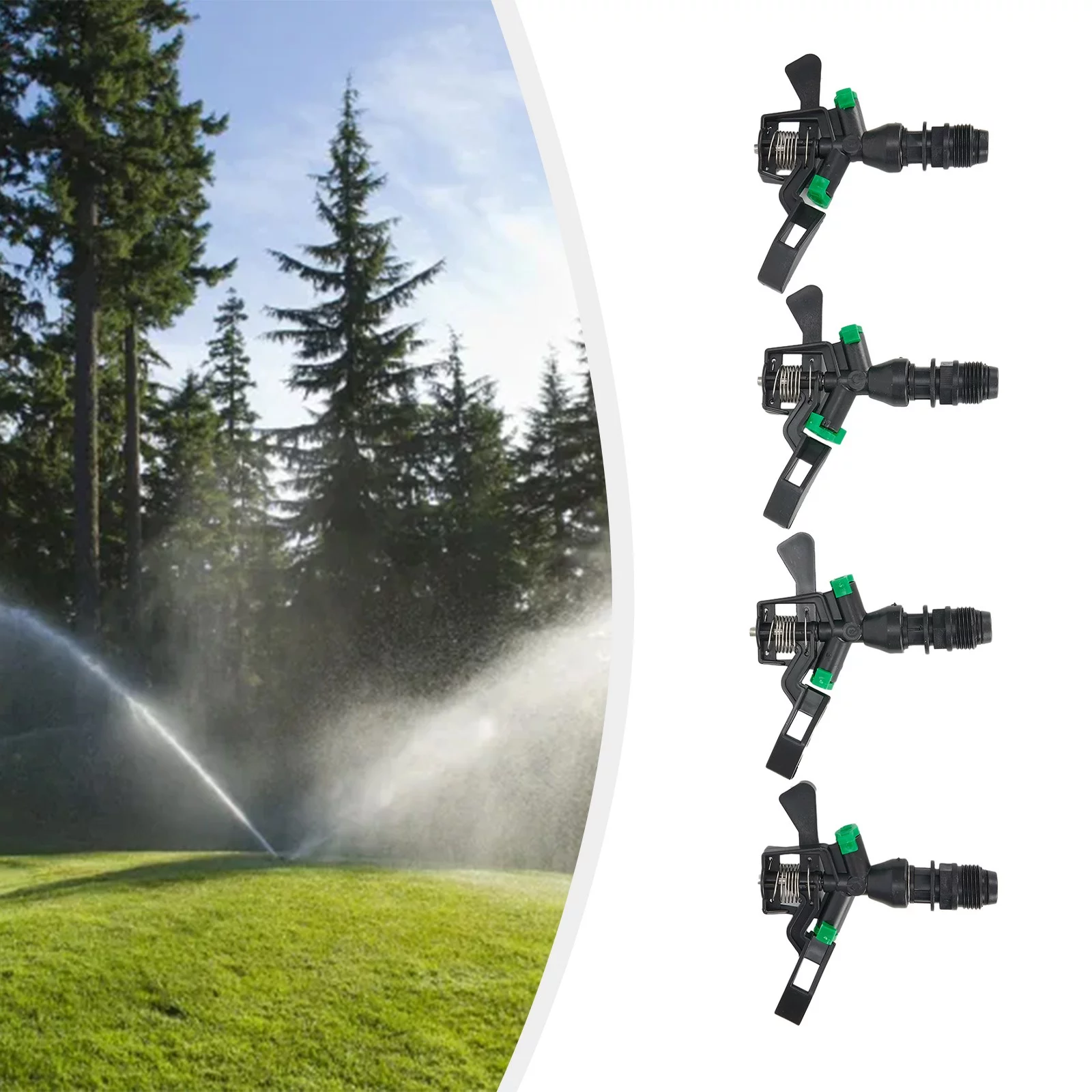 4x 1/2 Inch Plastic Impact Sprinkler 360° Rotation Head & Nozzle Lawn Irrigation