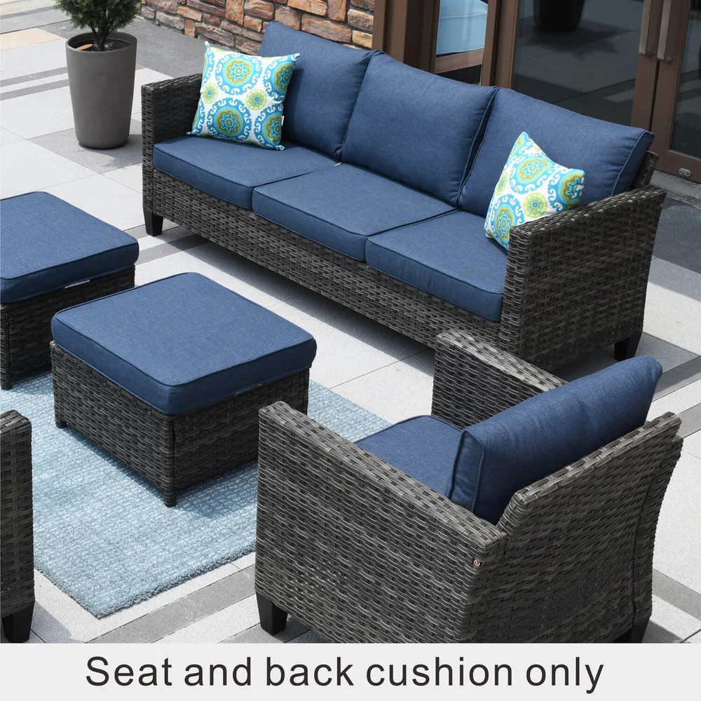 Vcatnet Direct Outdoor Furniture 2-Piece Deep Seat Cushion, Replacement Seat and Back Cushion for Single Chair and Swivel Chair,Denim Blue