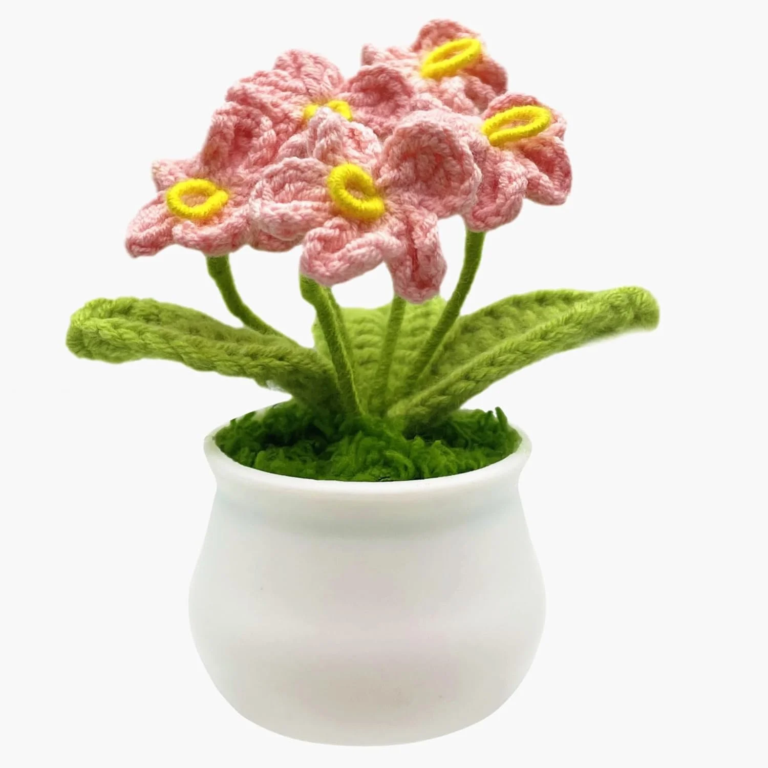 YHRY Crochet Flowers Forget Me Not Knit Flowers Crochet Decorations Artificial Flowers Handmade Knitted Flower Table Decor Office Home Decoration Gifts Pink 1Pc 4