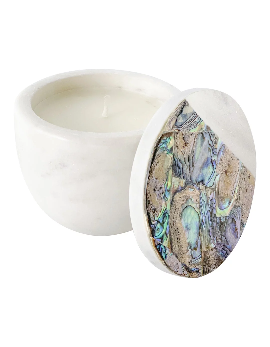 Rainbow Mother of Pearl Eucalyptus Marble Candle