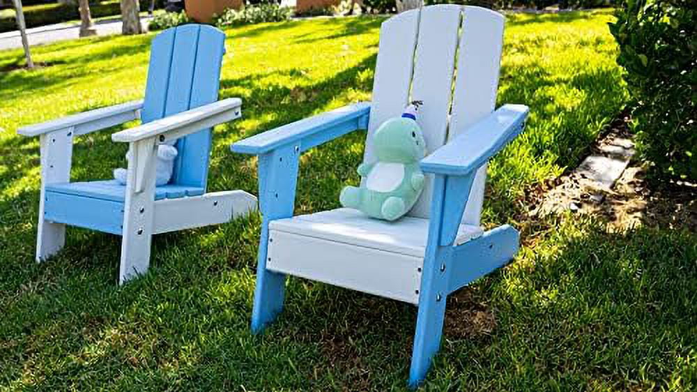 All Weather Resistant, Indoor Outdoor  Chairs For Children And Pets, Outdoor Patio Backyard Furniture (White Blue)