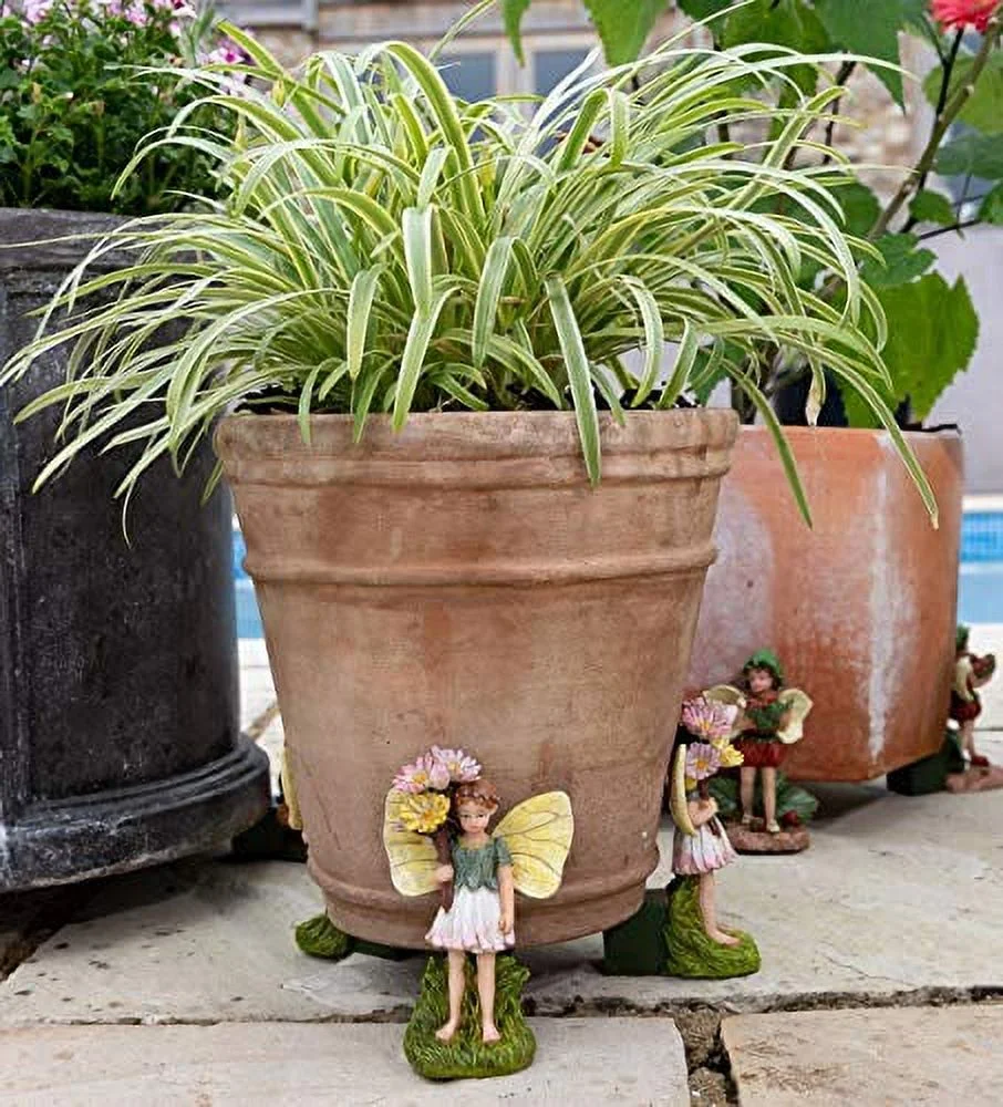 Potty Feet Flower Fairies Daisy Fairy Figures Plant Pot Feet Planter Riser - Pot Support Feet - Handmade Yard Art Ornaments - 3pcs