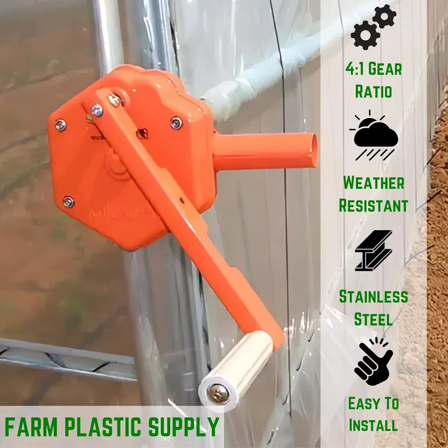 Manual Winch Greenhouse Hand Crank  (1 Pack)  Metal Hand Crank For Greenhouse Vent, Hand Crank Winch Gear Roll Up Greenhouse Opener