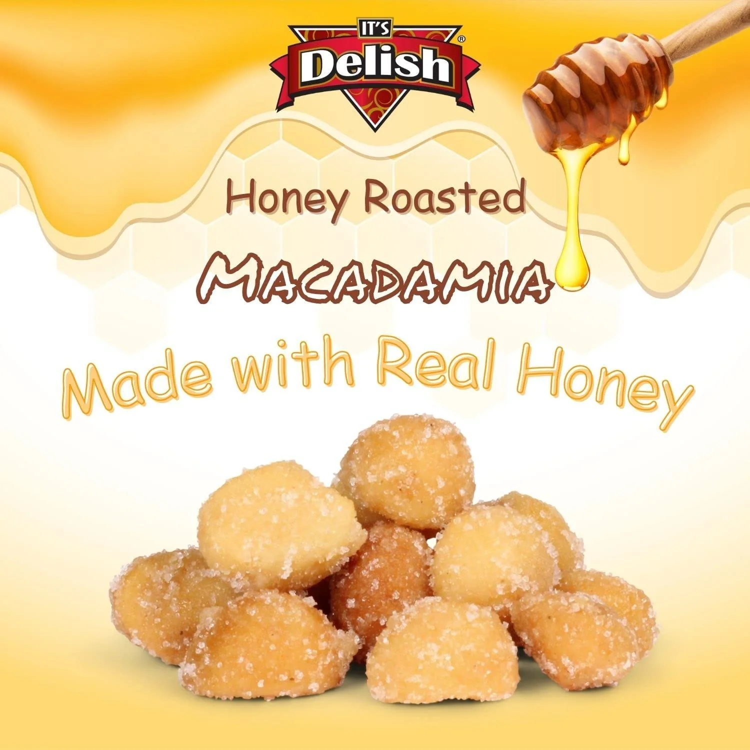 Honey Roasted Macadamia by It's Delish, 2 lbs Bulk Bag  Gourmet Macadamia Nuts in Honey Sugar Coating, Sweet & Heart Healthy Salted Nut, Kids Snack - Non-Dairy, Kosher Parve