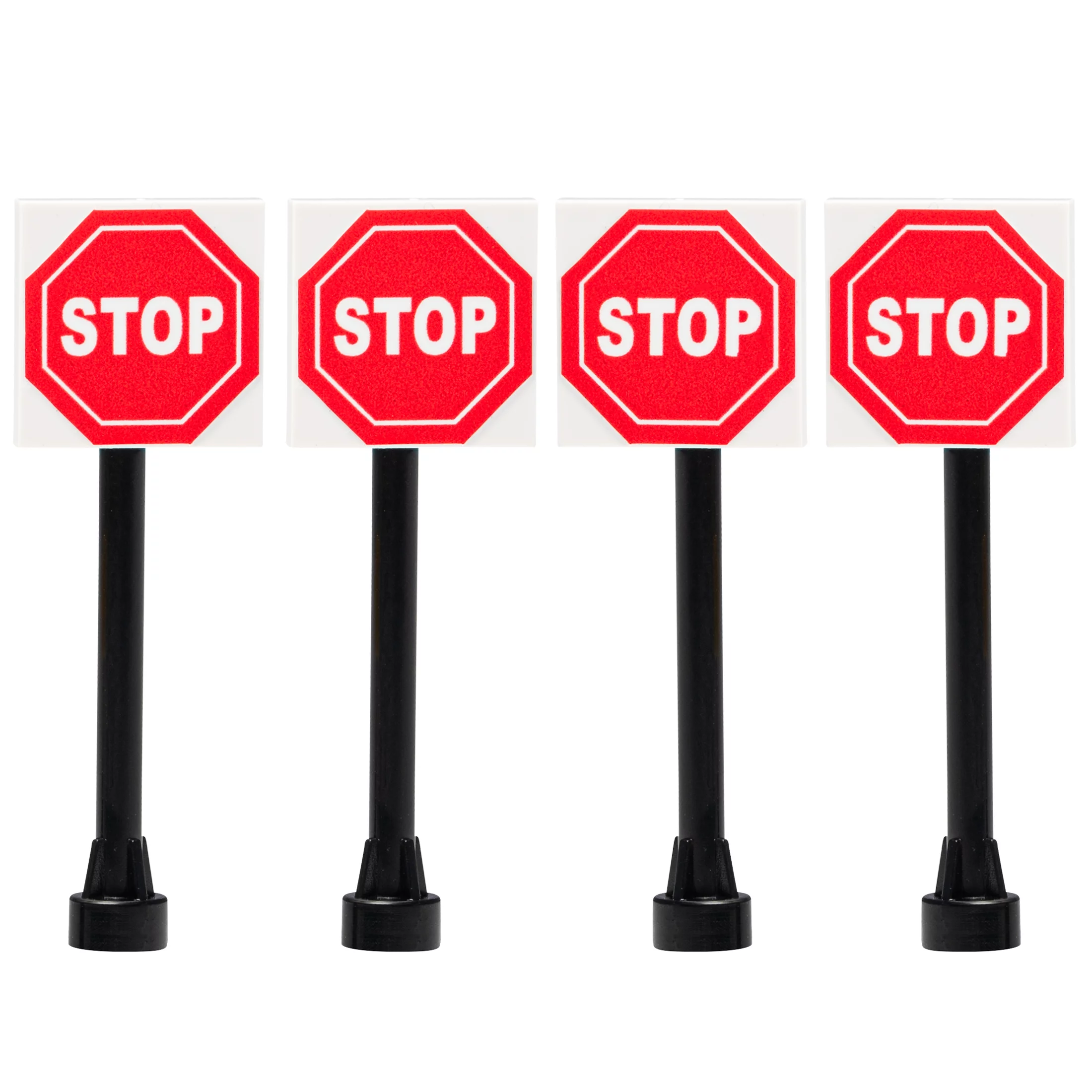 Building Bricks Toys Traffic Stop Sign’s City Town Road Street Toy Traffic Signs for Kids 4 Pcs Educational Learning Toy