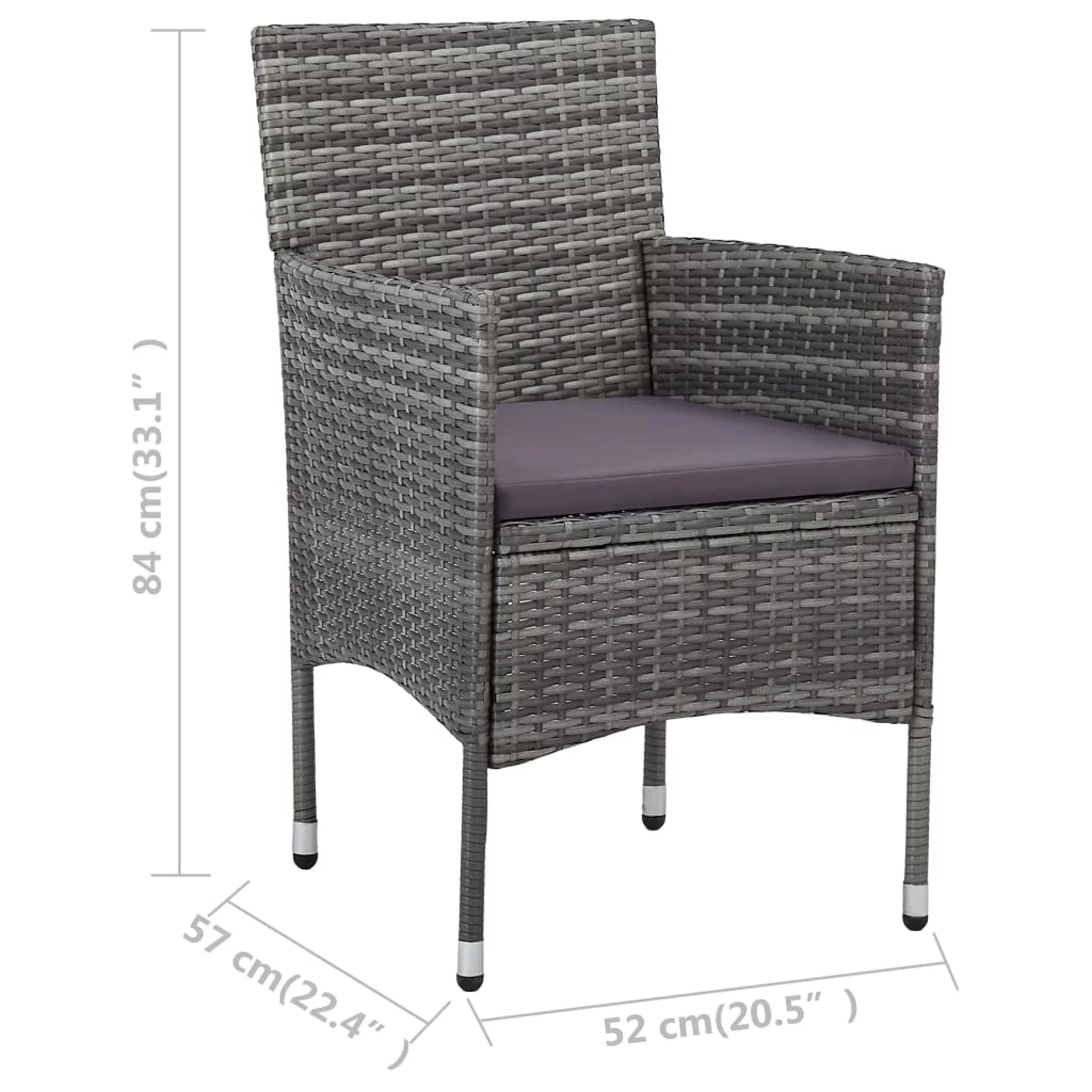 Suzicca Patio Dining Chairs 2 pcs Poly Rattan Gray
