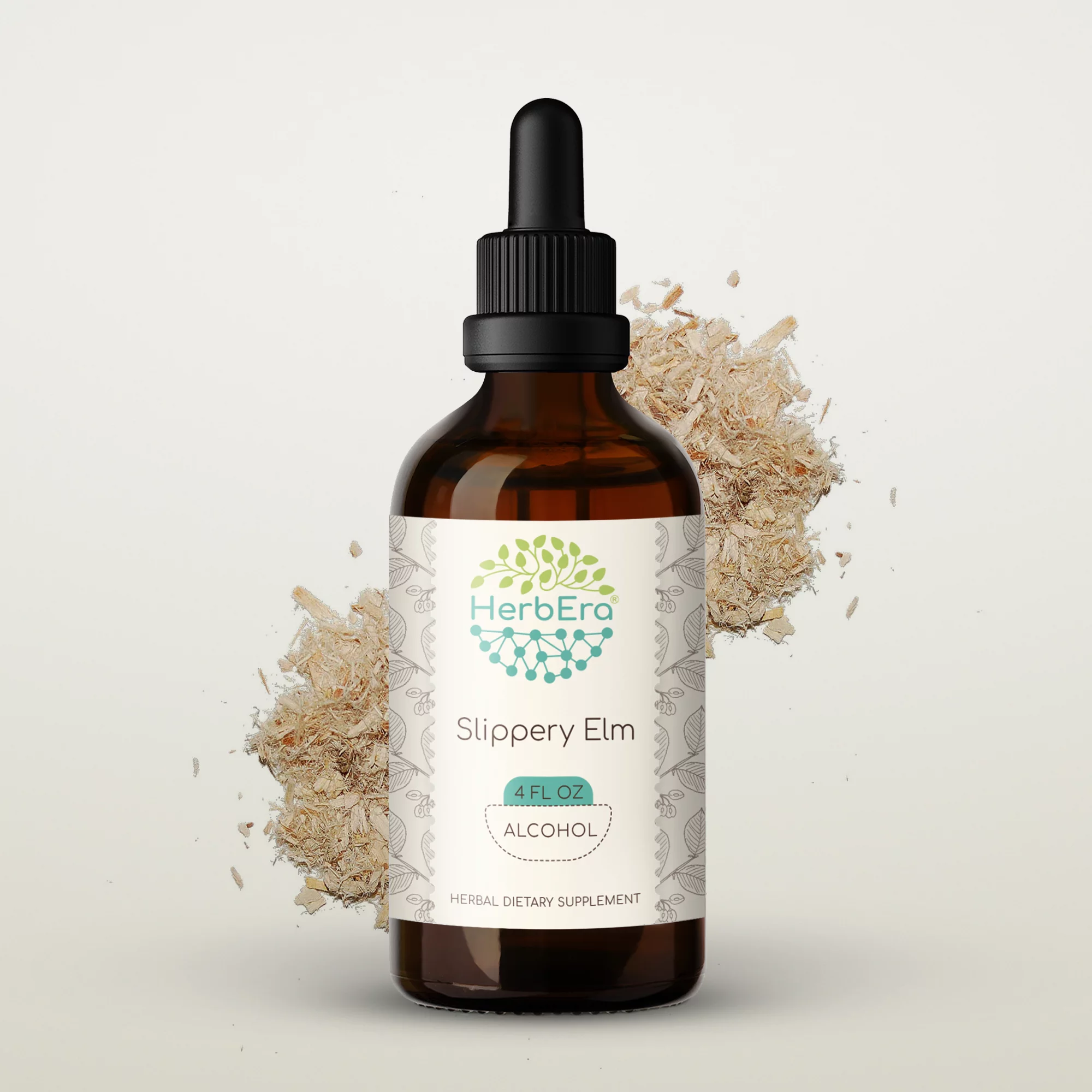 Slippery Elm Alcohol Herbal Extract Tincture, Super-Concentrated Organic Slippery Elm (Ulmus Rubra) Dried Bark 4 oz