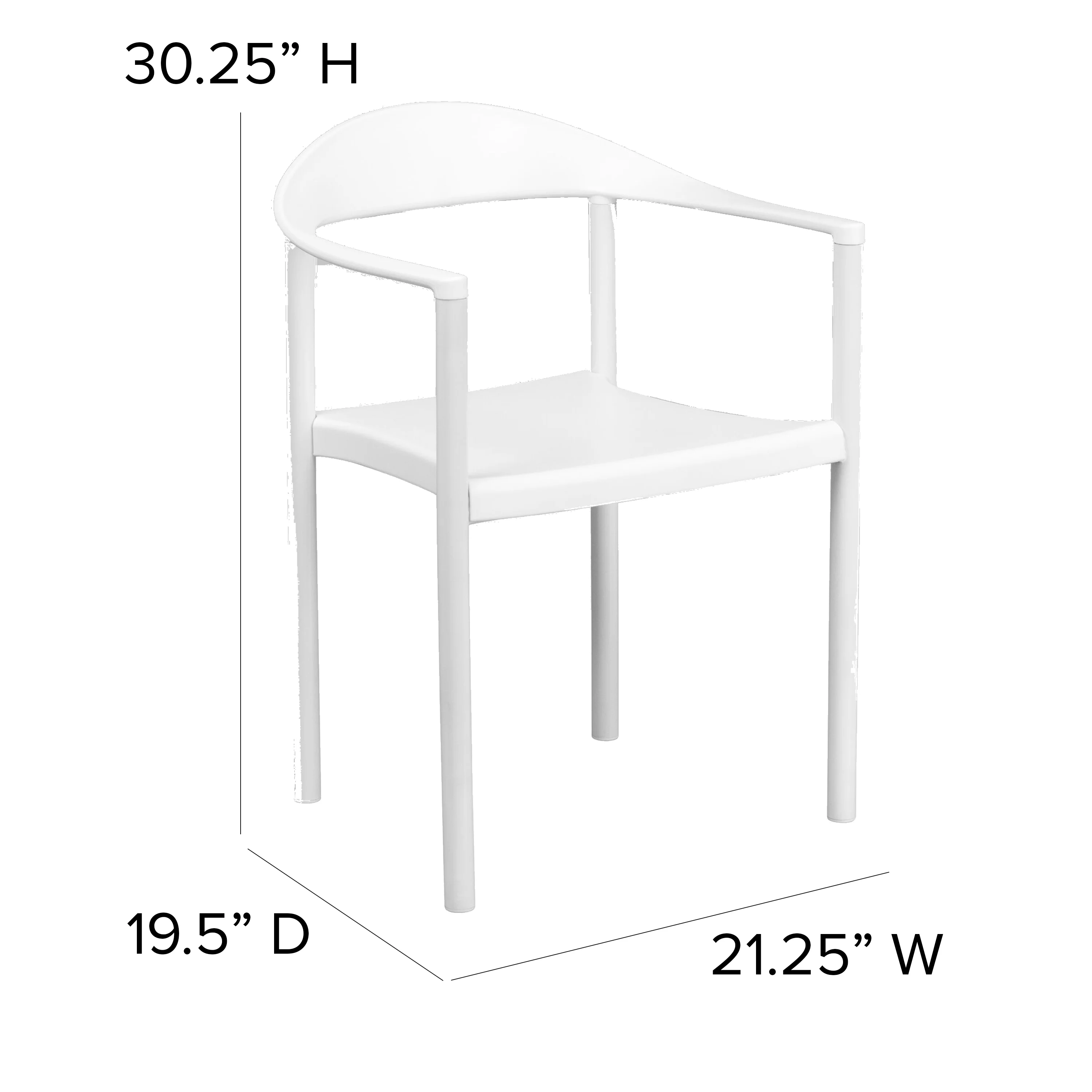 Flash Furniture HERCULES Series 1000 lb. Capacity White Plastic Cafe Stack Chair