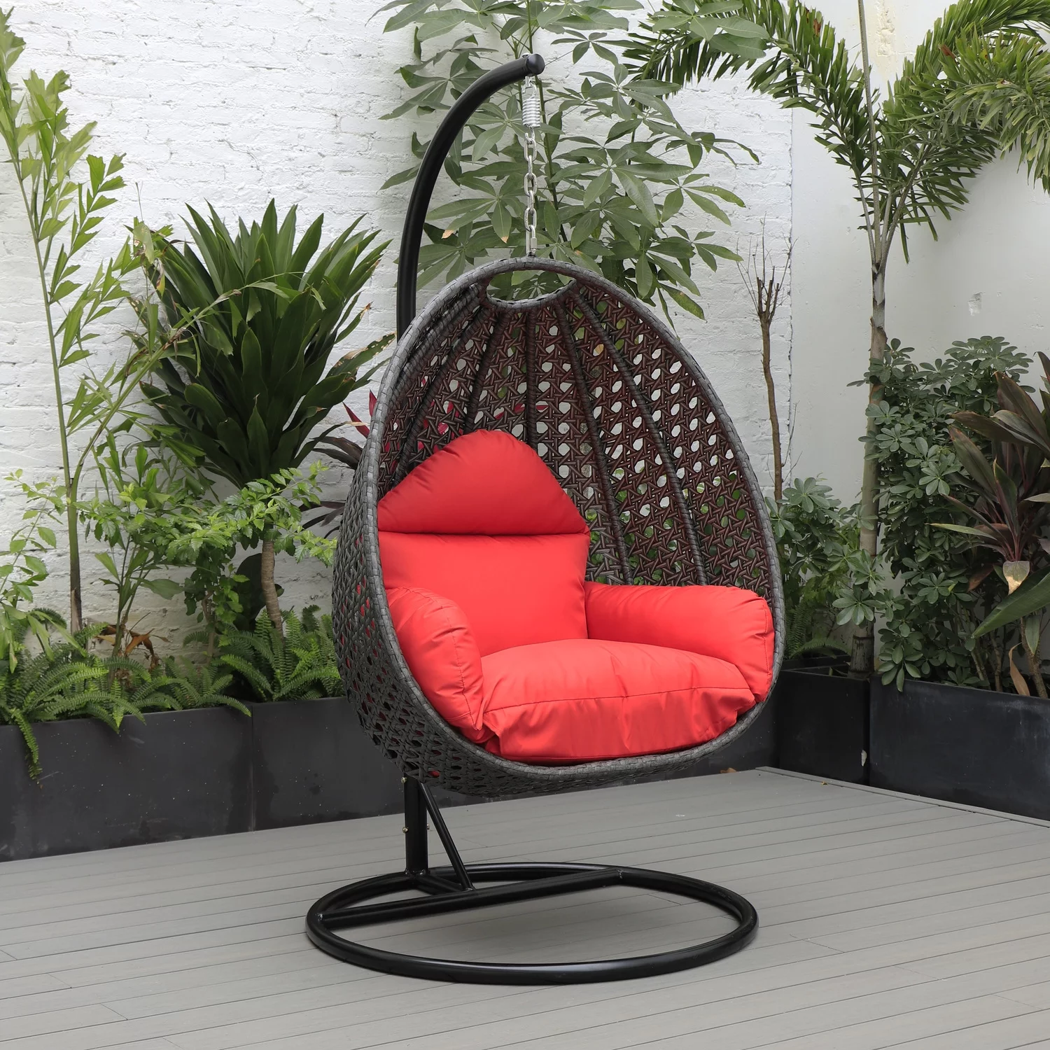 Maykoosh Rustic Refinement Charcoal Wicker Hanging Egg Swing Chair