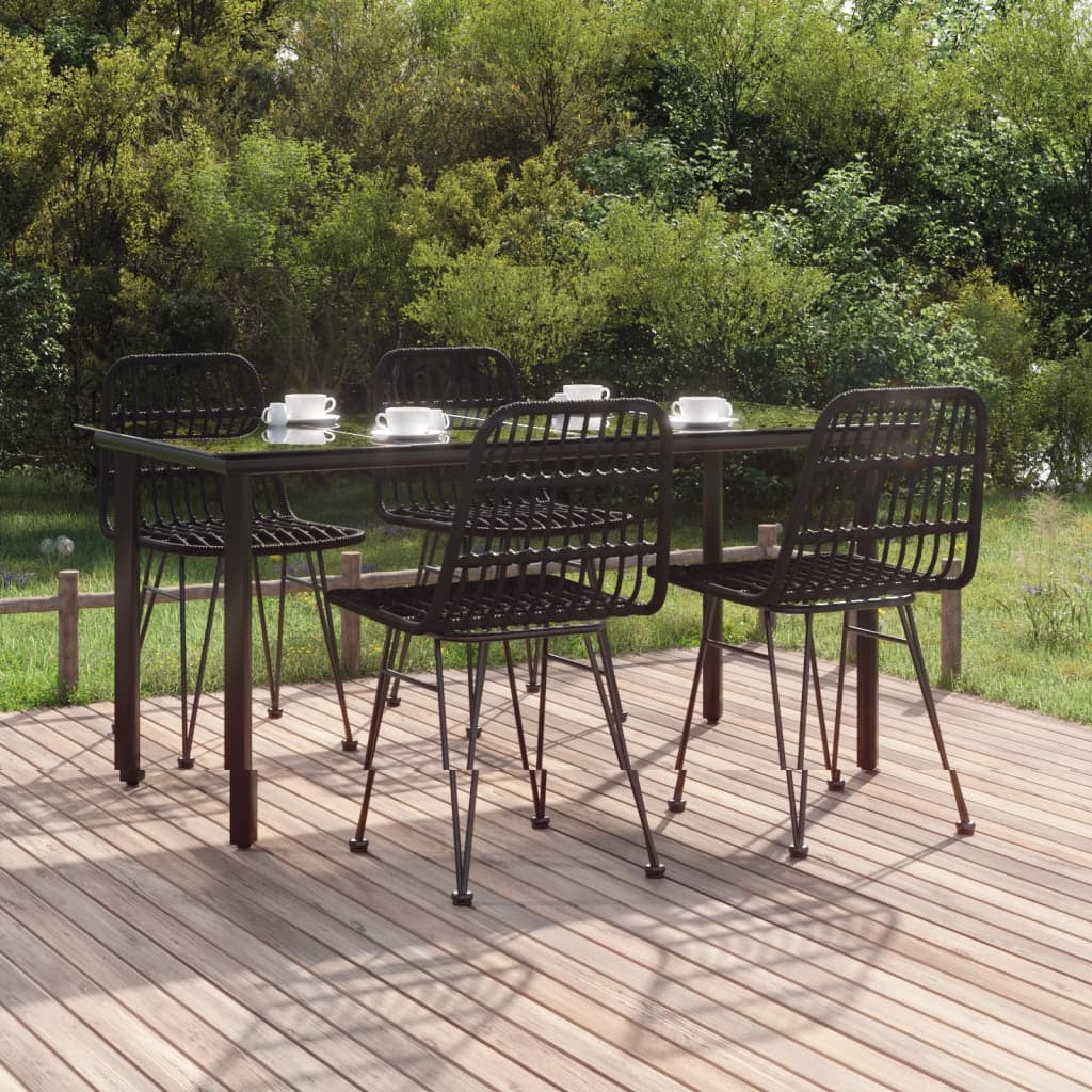 Suzicca 5 Piece Patio Dining Set Black Poly Rattan