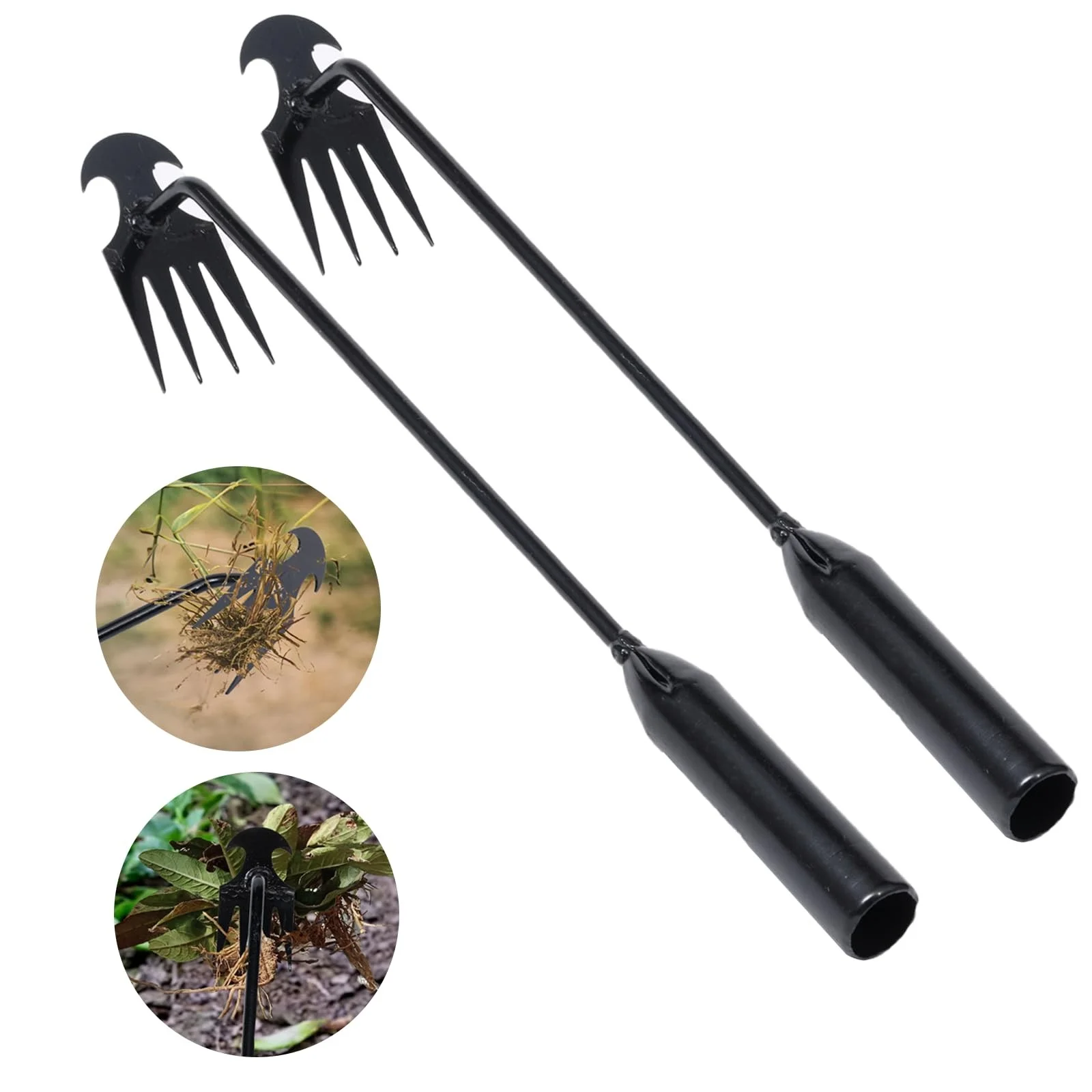 SIfdSeng Grass Weeder Puller Tools Garden Weeder Pulling Tools Portable Garden Hoe Tools Uprooting Weeding Tools 4 Teeth Steel Hand Weeder for Vegetable Gardening July 4th Decorations for Home