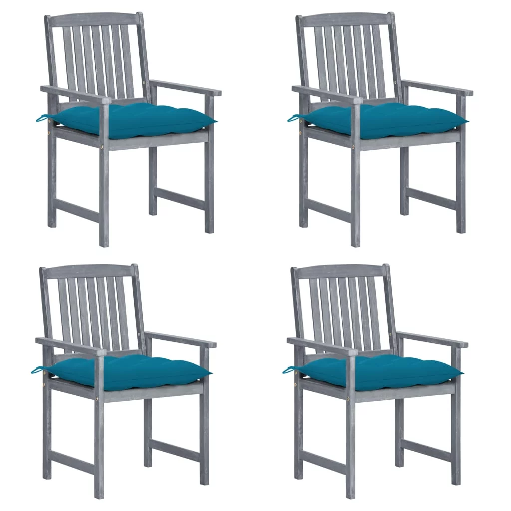 Irfora Patio Chairs with Cushions 4 pcs Gray Solid Acacia Wood