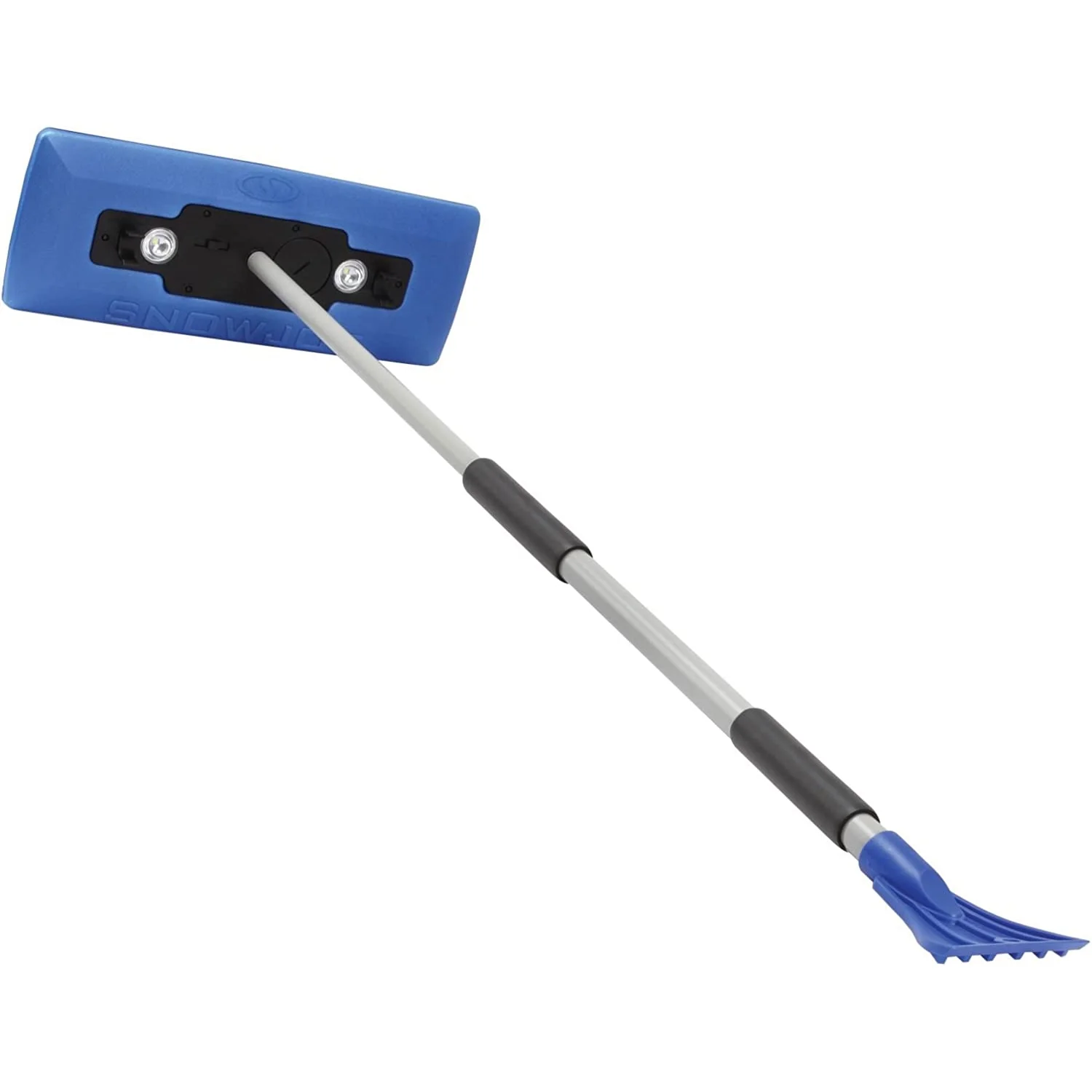 Snow Joe SJBLZD-LED 4-In-1 Telescoping Snow Broom + Ice Scraper, 18-Inch Foam Head, Headlights, Blue - (Open Box)